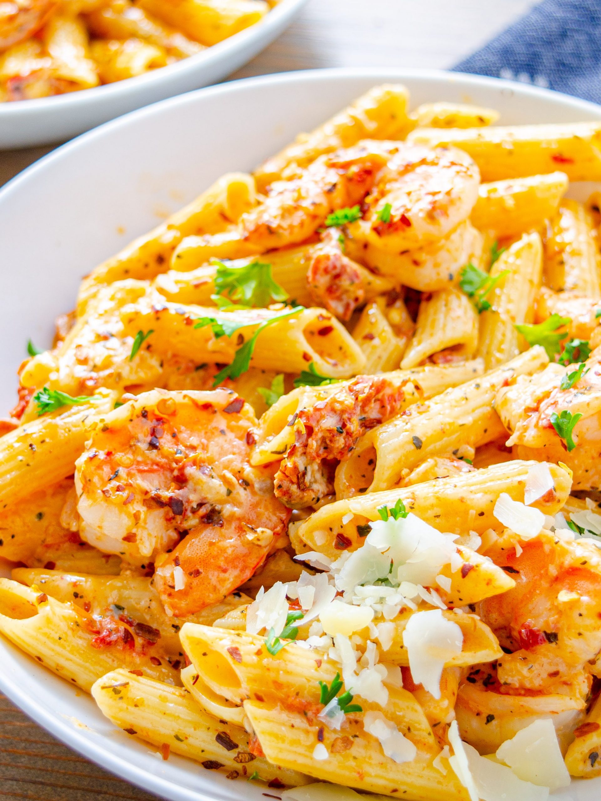 creamy mozzarella shrimp pasta, shrimp pasta recipe