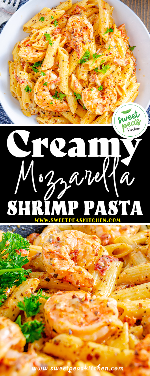 creamy mozzarella shrimp pasta on pinterest