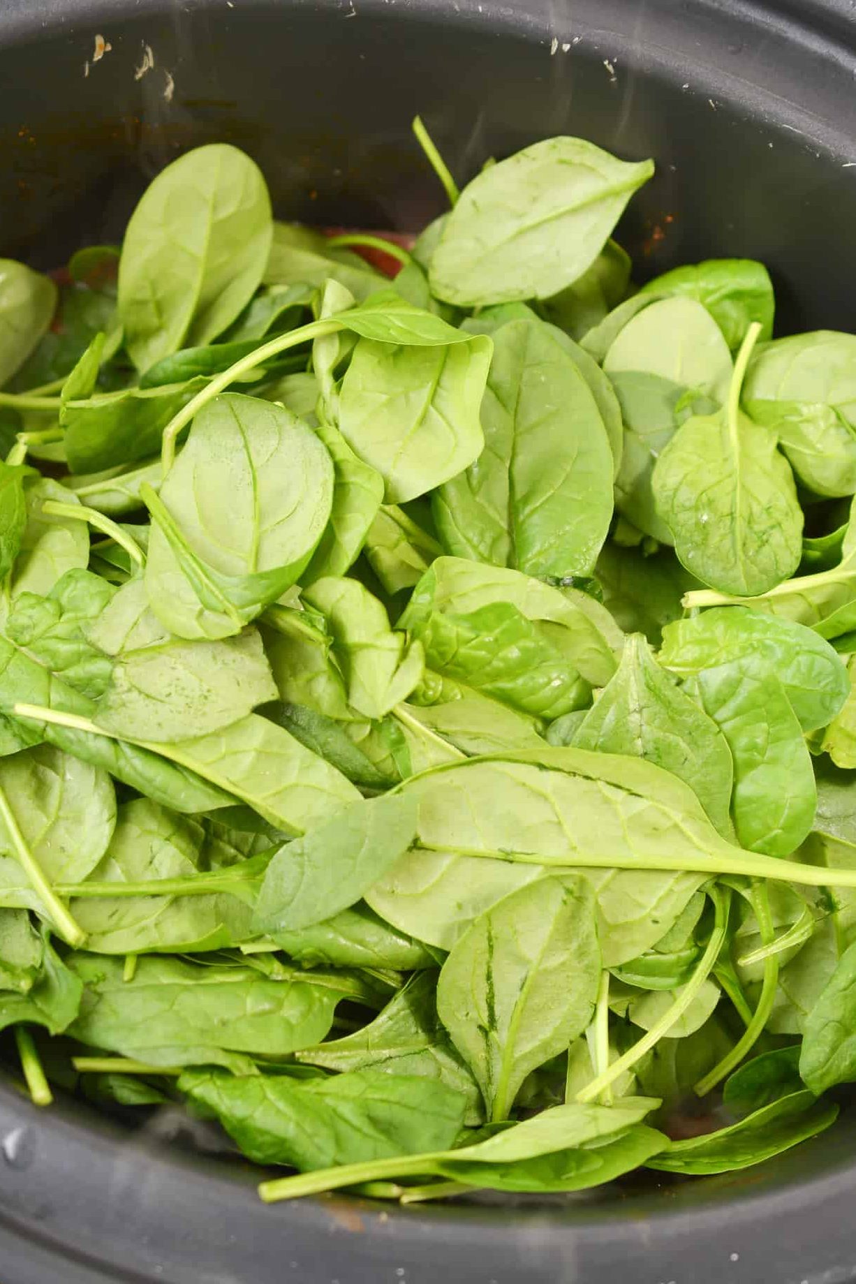 add 10 oz of fresh or frozen spinach.