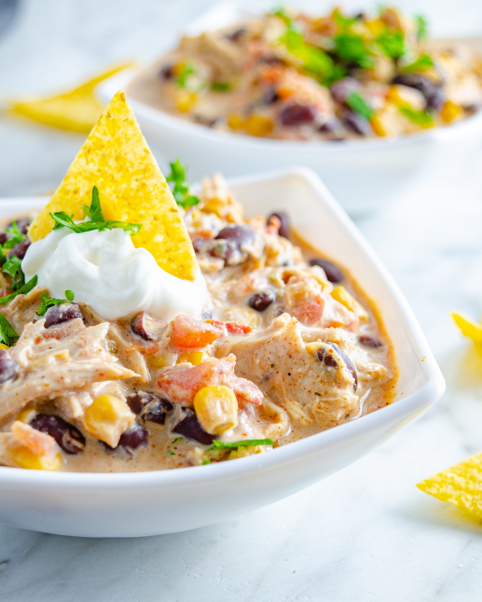 Crockpot Cream Cheese Chicken Chili - Sweet Pea's Kitchen