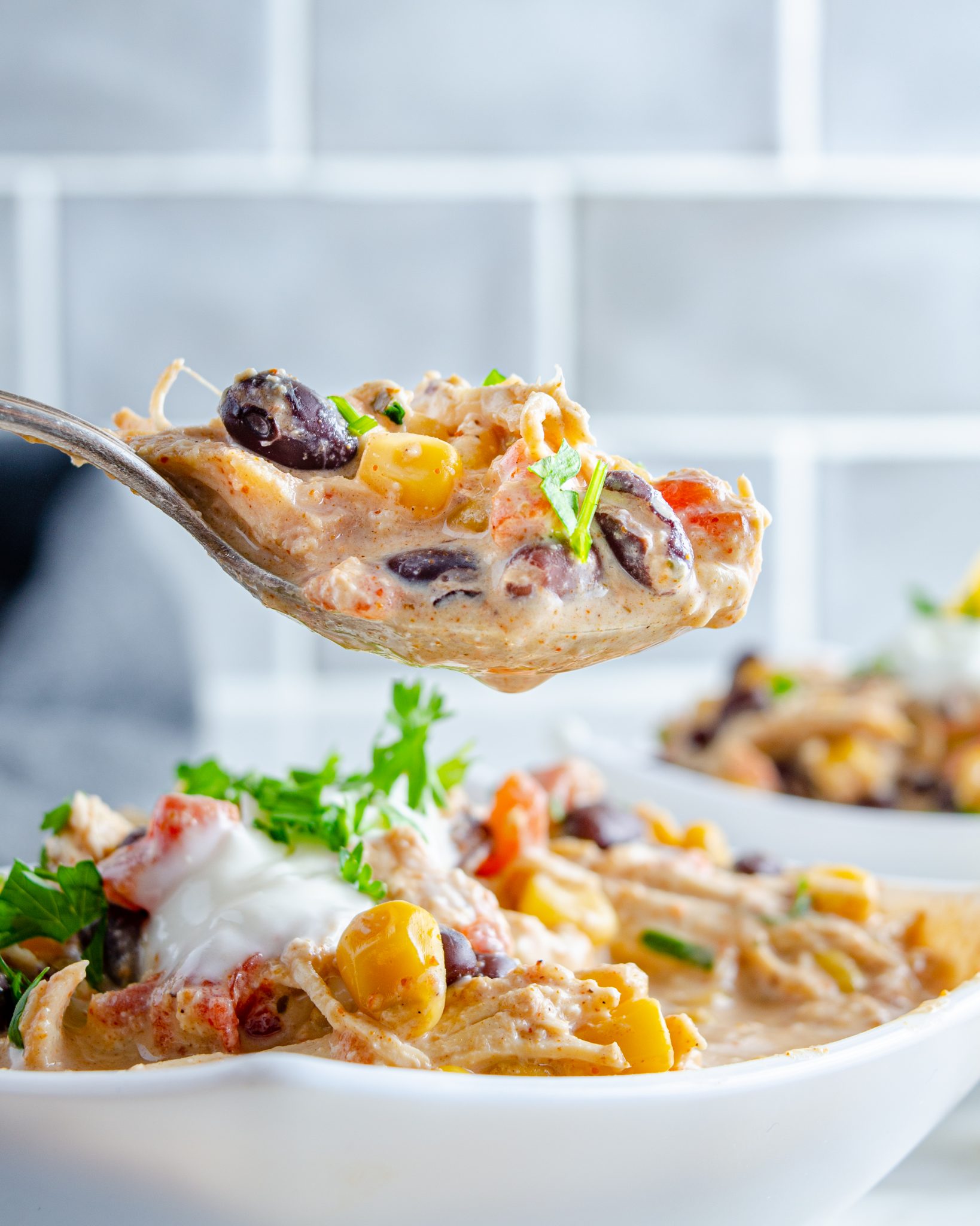 Crockpot Cream Cheese Chicken Chili Sweet Pea's Kitchen