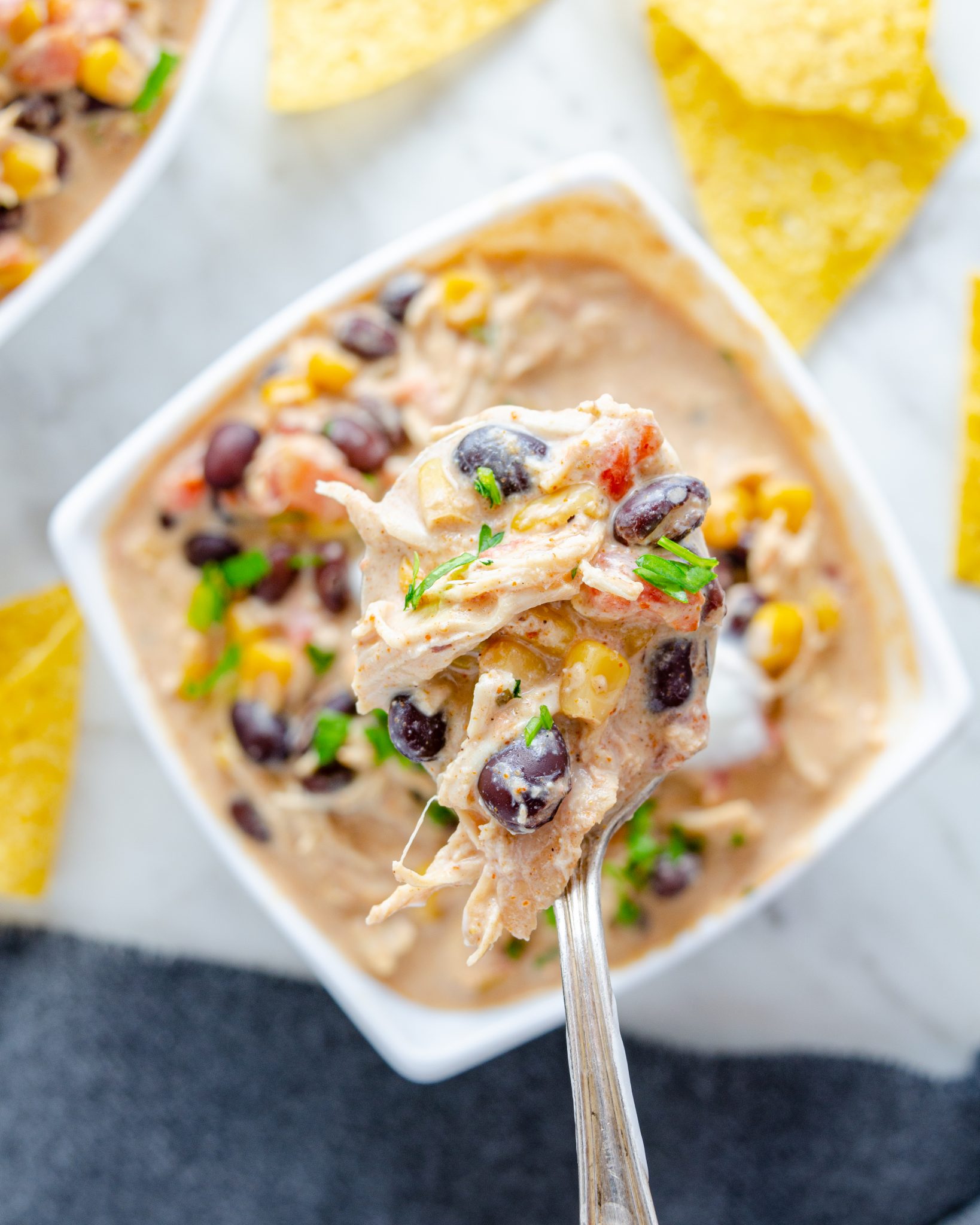 Crockpot Cream Cheese Chicken Chili - Sweet Pea's Kitchen