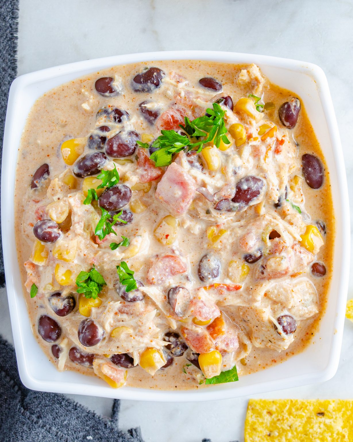 Crockpot Cream Cheese Chicken Chili - Sweet Pea's Kitchen