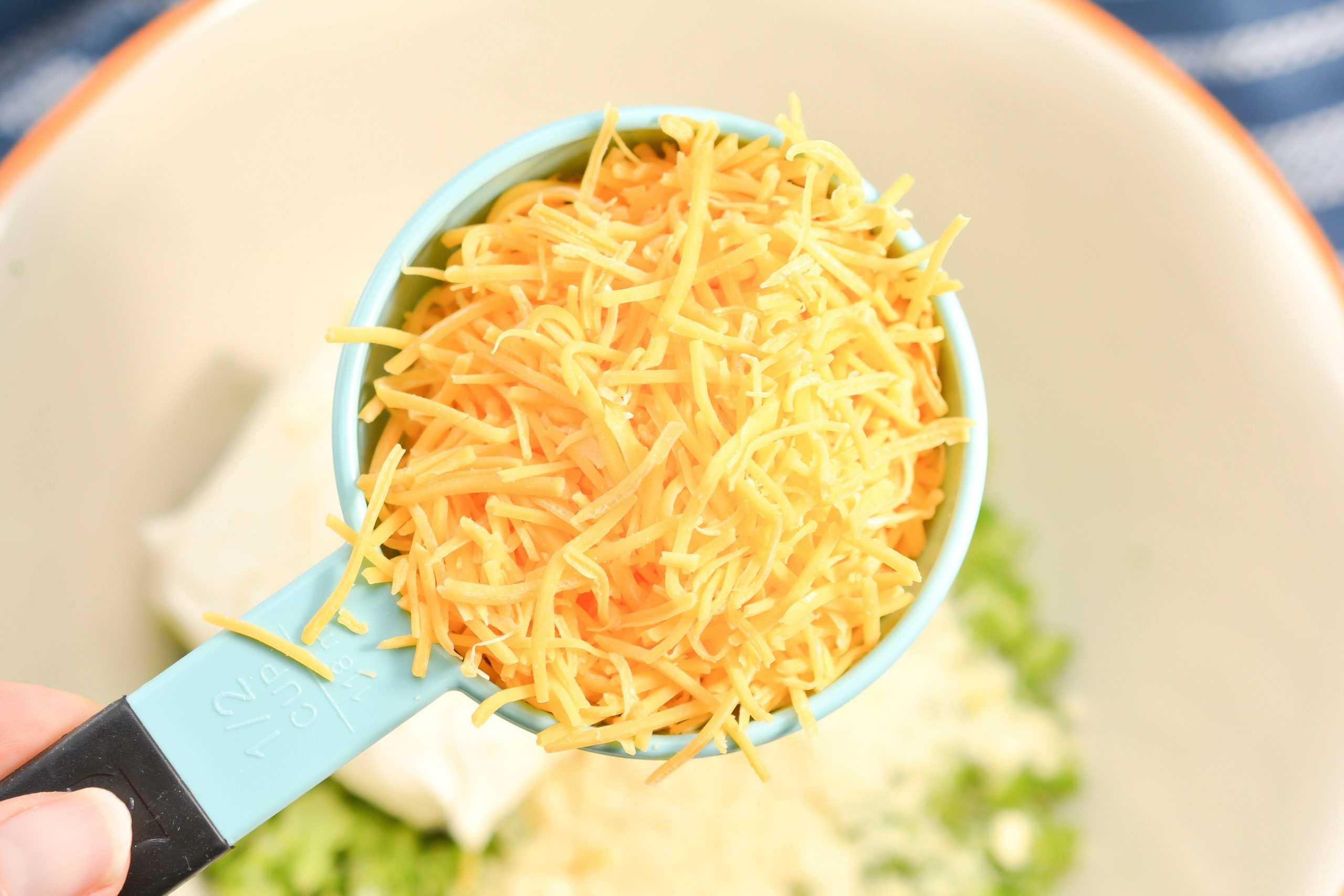 add ½ cup of cheddar cheese shredded.