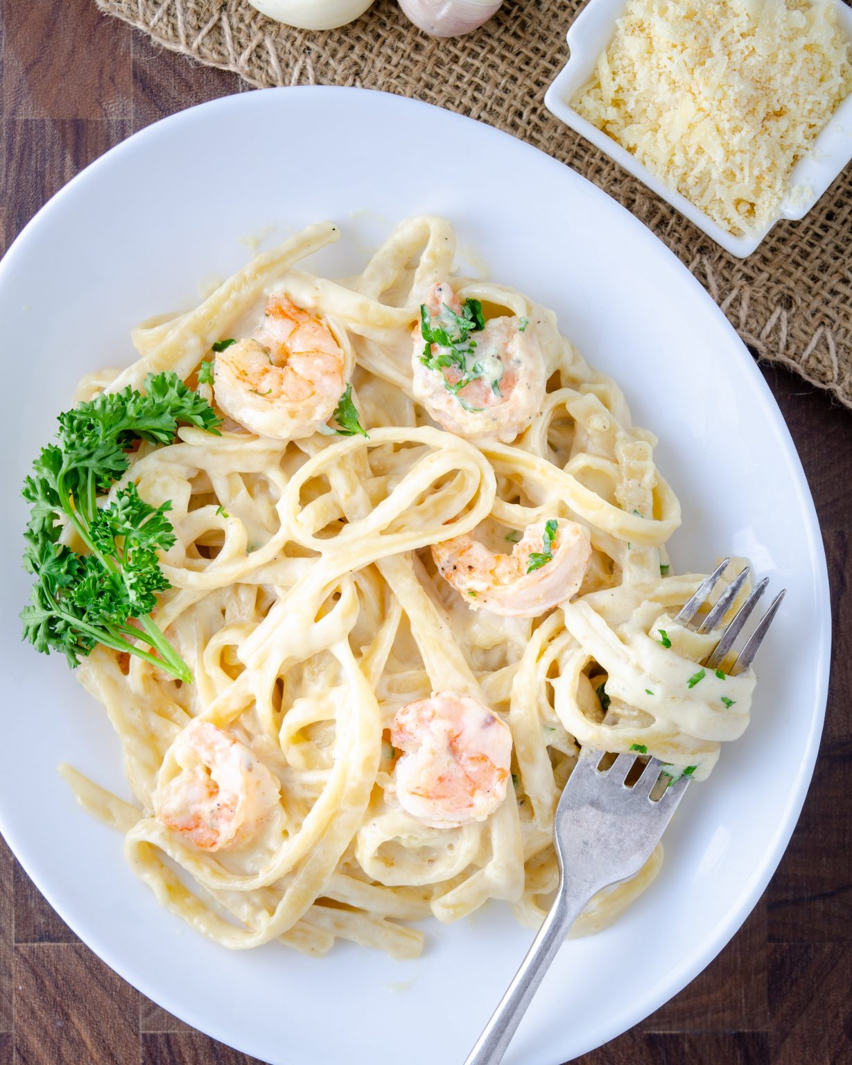 One Pan Shrimp Fettuccine Alfredo - Sweet Pea's Kitchen