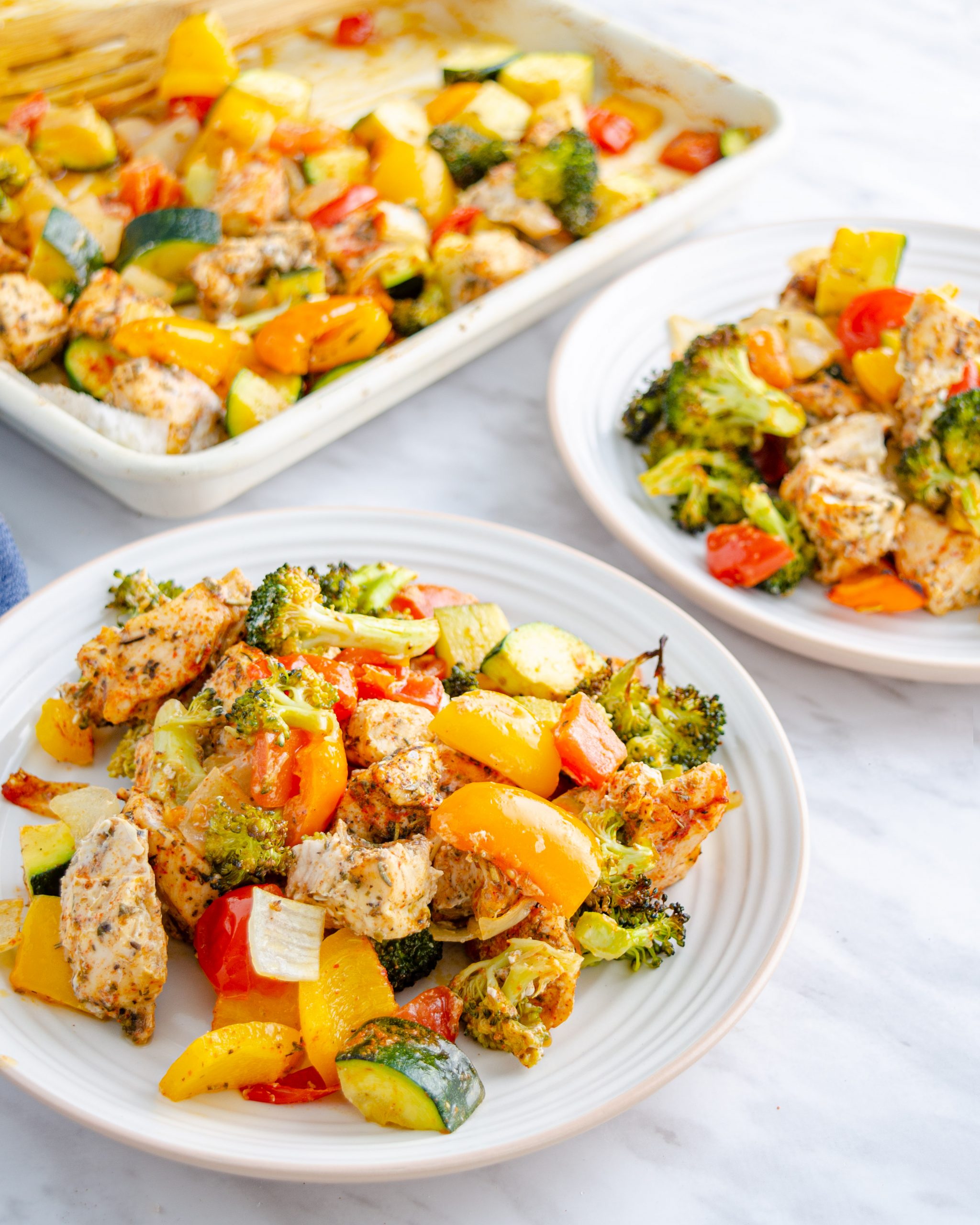 chicken and vegetable recipes, chicken and veggie recipes, roasted chicken and vegetables, 15 Minute Healthy Roasted Chicken and Veggies