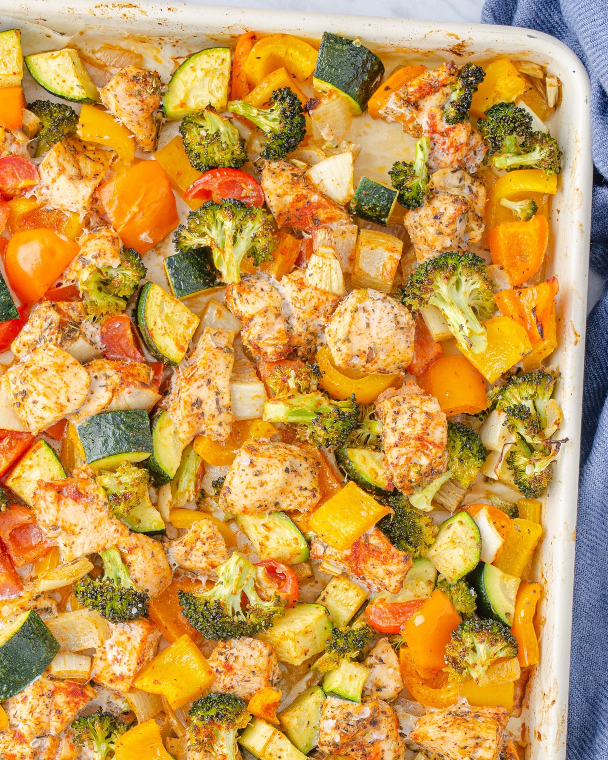chicken and vegetable recipes, chicken and veggie recipes, roasted chicken and vegetables, 15 Minute Healthy Roasted Chicken and Veggies
