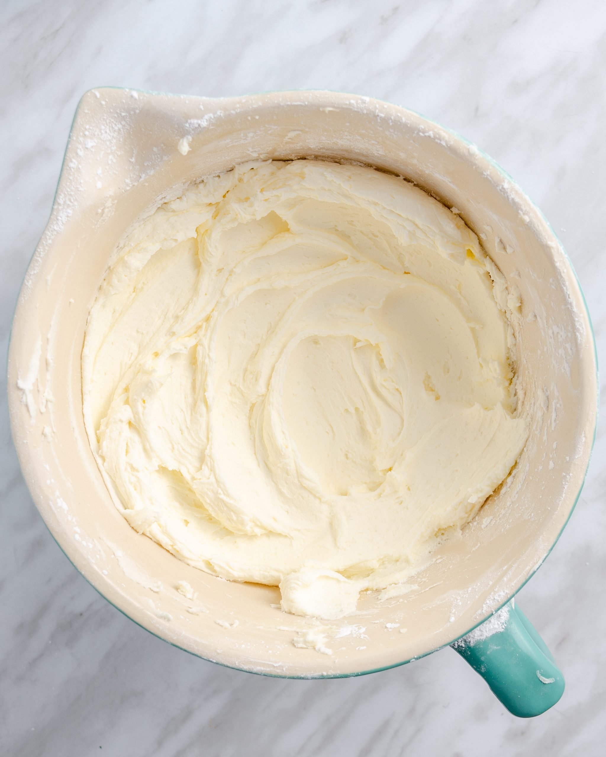 Pour in the heavy whipping cream, and blend until smooth and fluffy. 