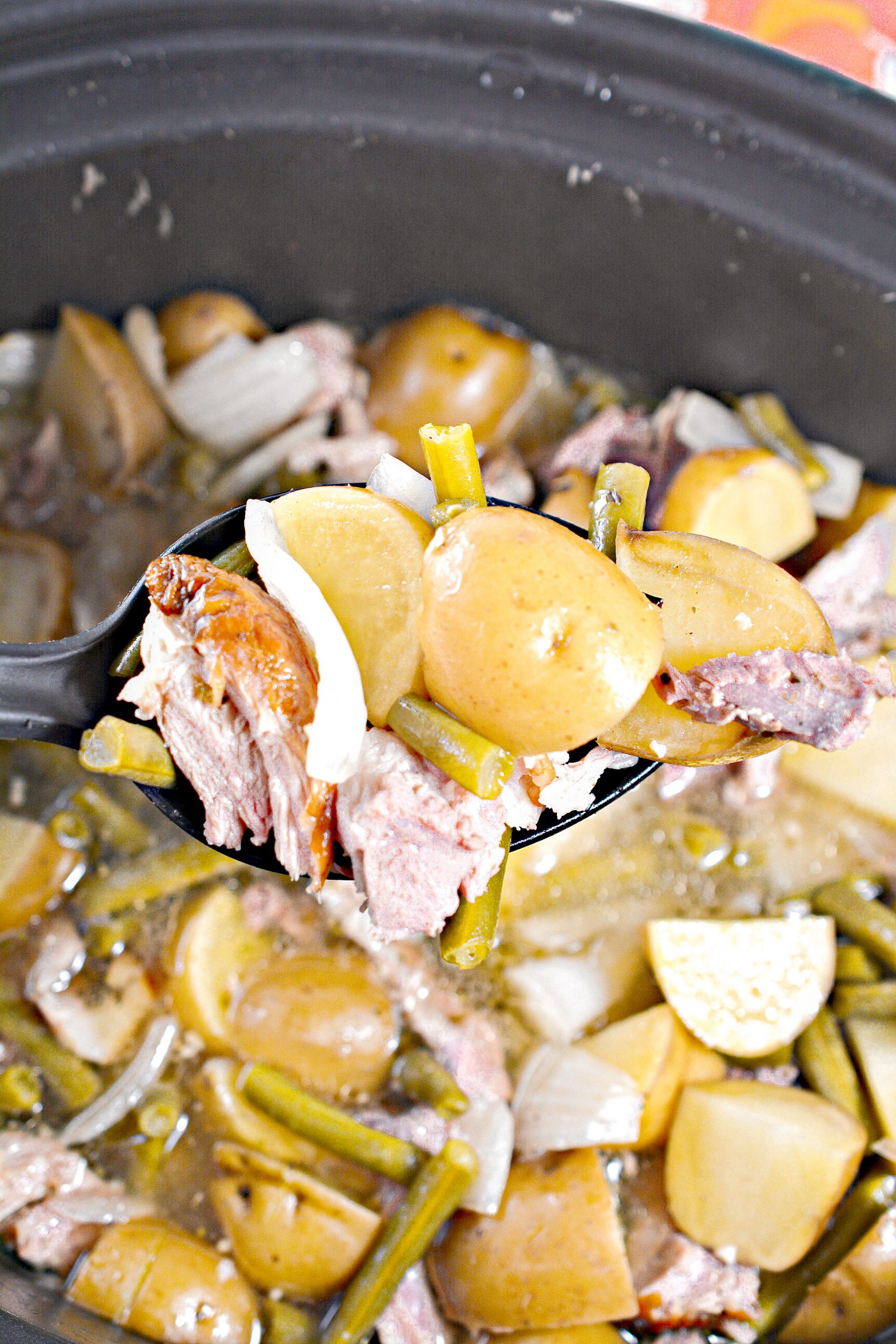 crockpot green beans, ham green beans and potatoes, slow cooker ham potatoes and green beans