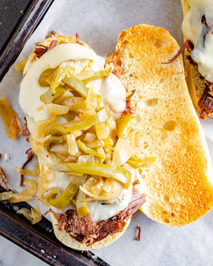 Slow Cooker Philly Cheesesteak Sandwiches - Sweet Pea's Kitchen