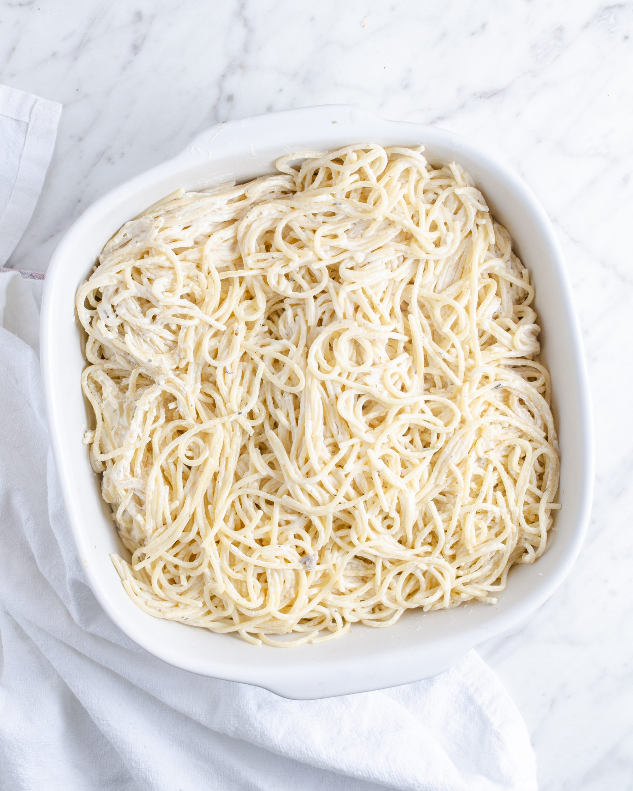 Top with spaghetti