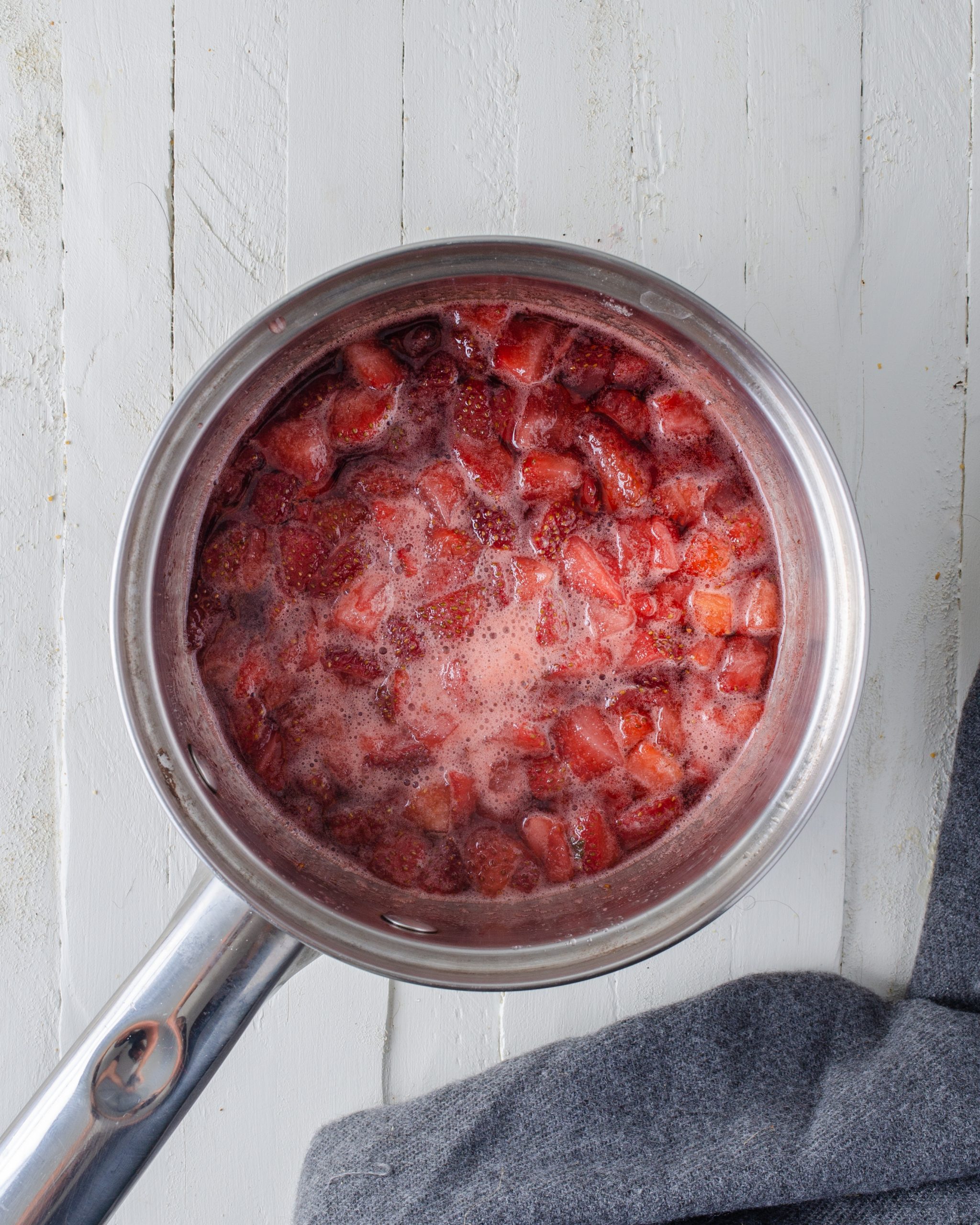 To a saucepan over medium heat, add the cornstarch mixture, granulated sugar, and cherries.