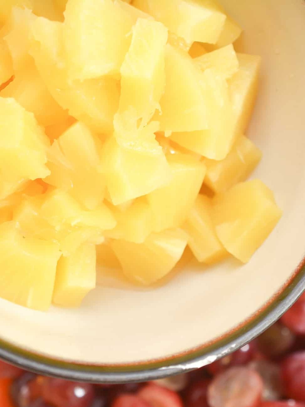 add 1 can of pineapple chunks in 100% juice undrained.