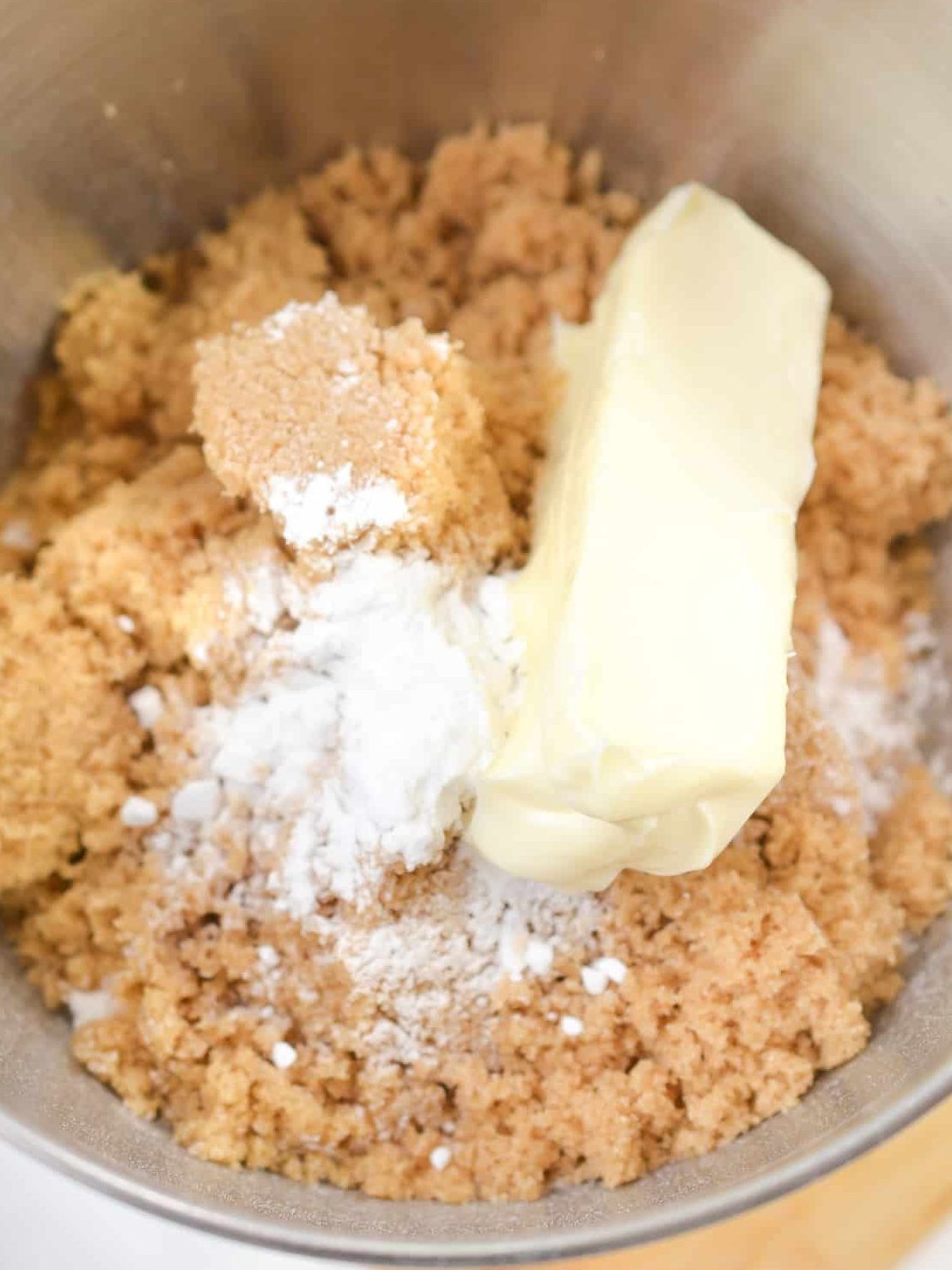 Then, add ½ cup of butter softened and ½ tsp of baking soda.