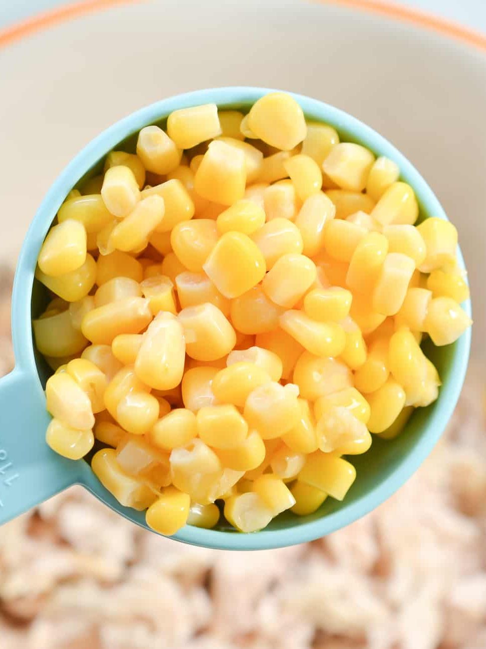  In a large bowl, mix in ½ cup of Canned corn drained.