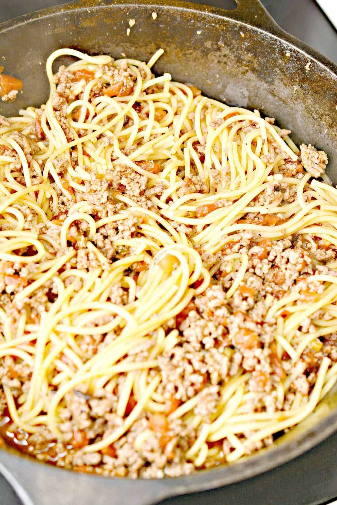 Break the spaghetti in half before adding it as well.
