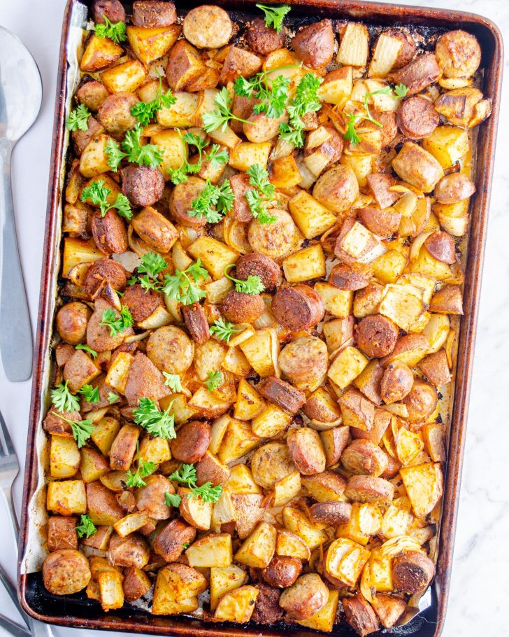 Fried Potatoes Onions and Smoke Polish Sausage - Sweet Pea's Kitchen