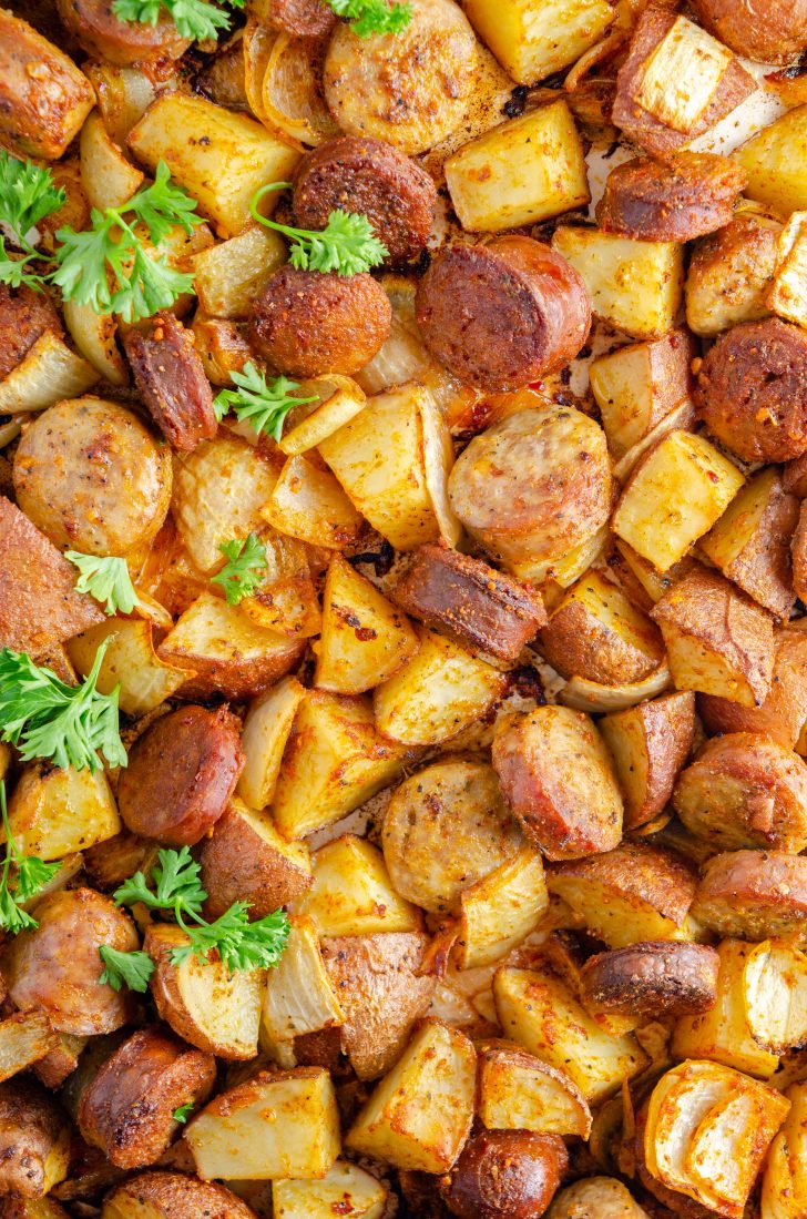 Fried Potatoes Onions and Smoke Polish Sausage - Sweet Pea's Kitchen