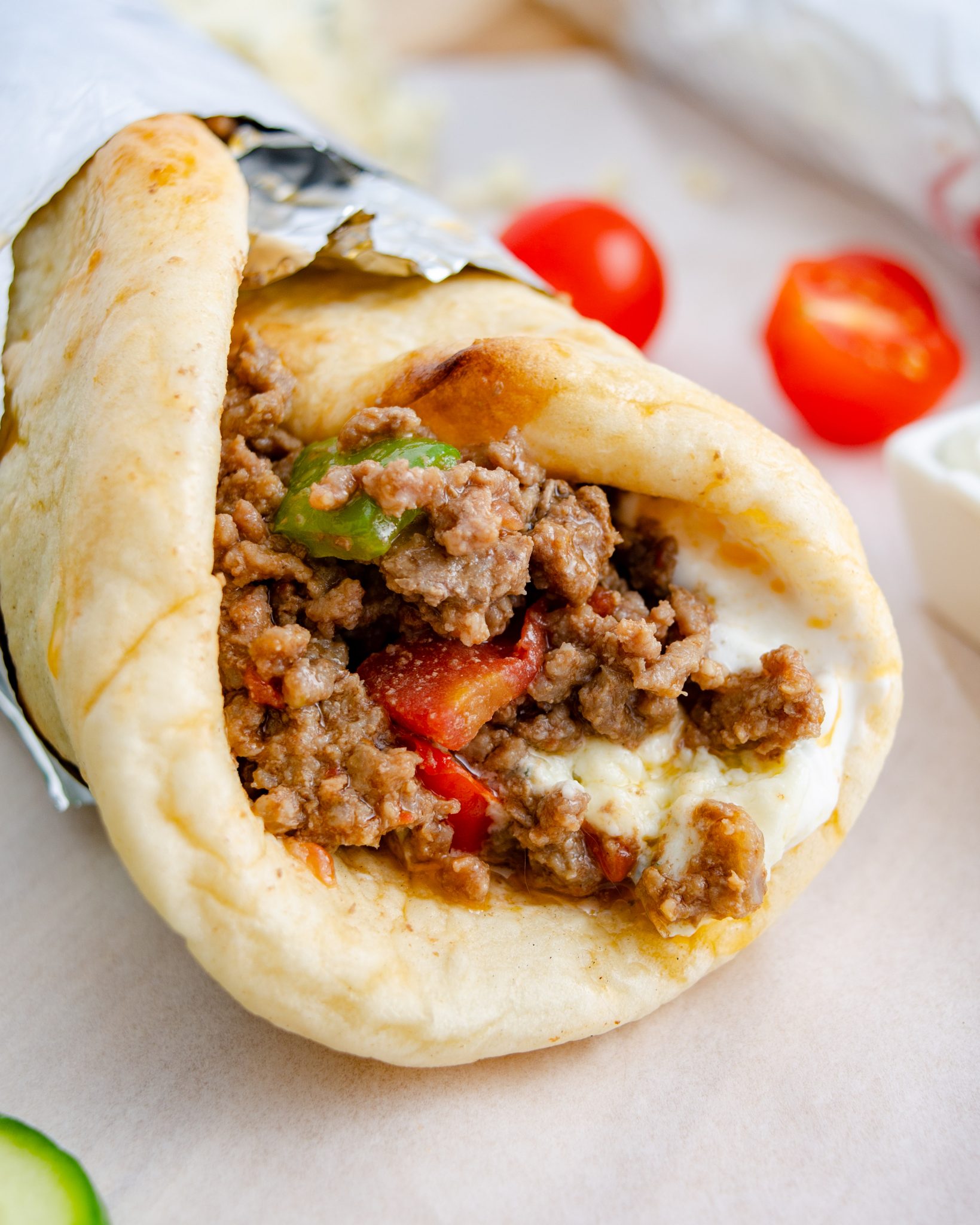 Hamburger Pepper and Onion Gyros Sweet Pea's Kitchen