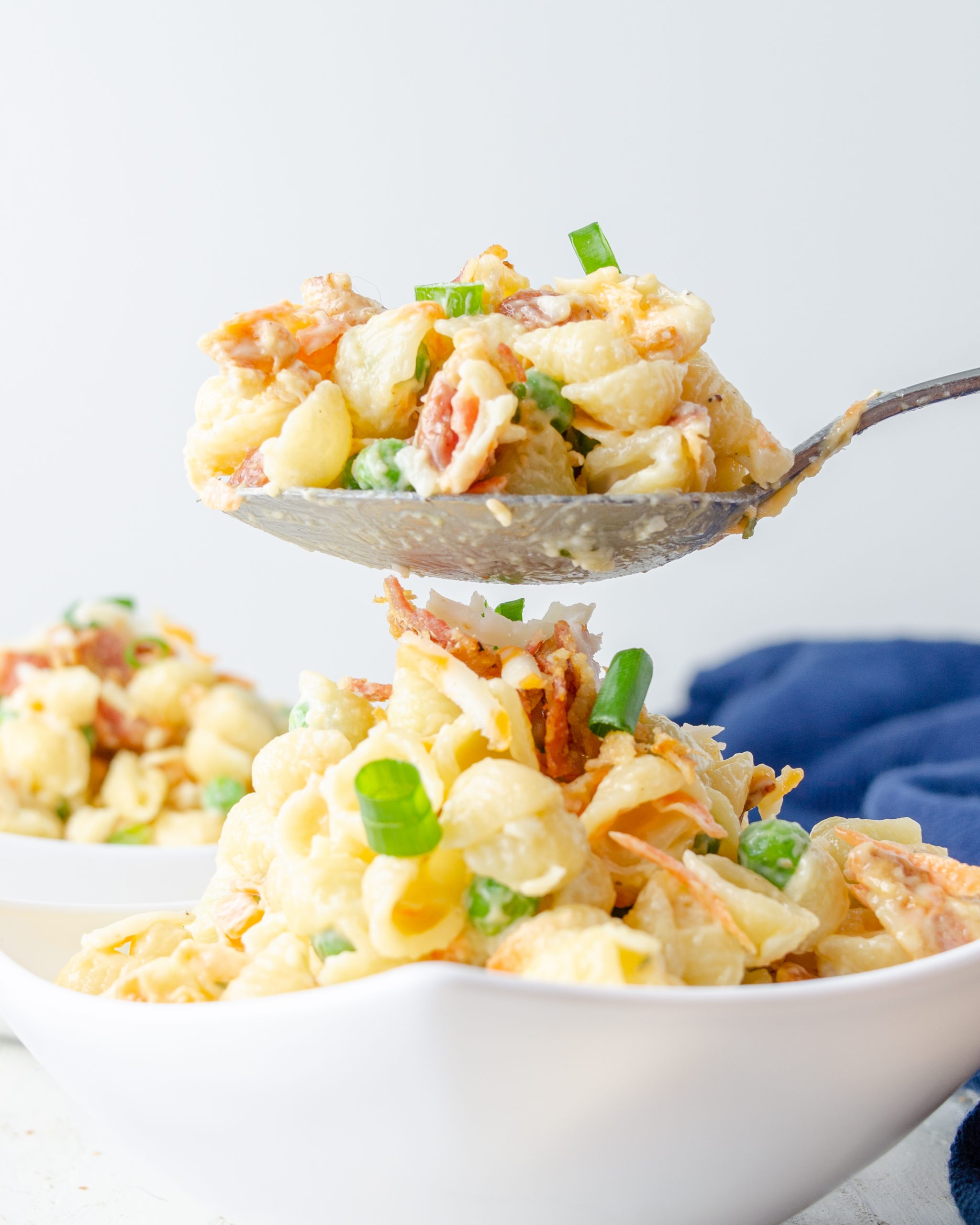 peas and pasta, bacon ranch pasta salad, ranch pasta salad recipe