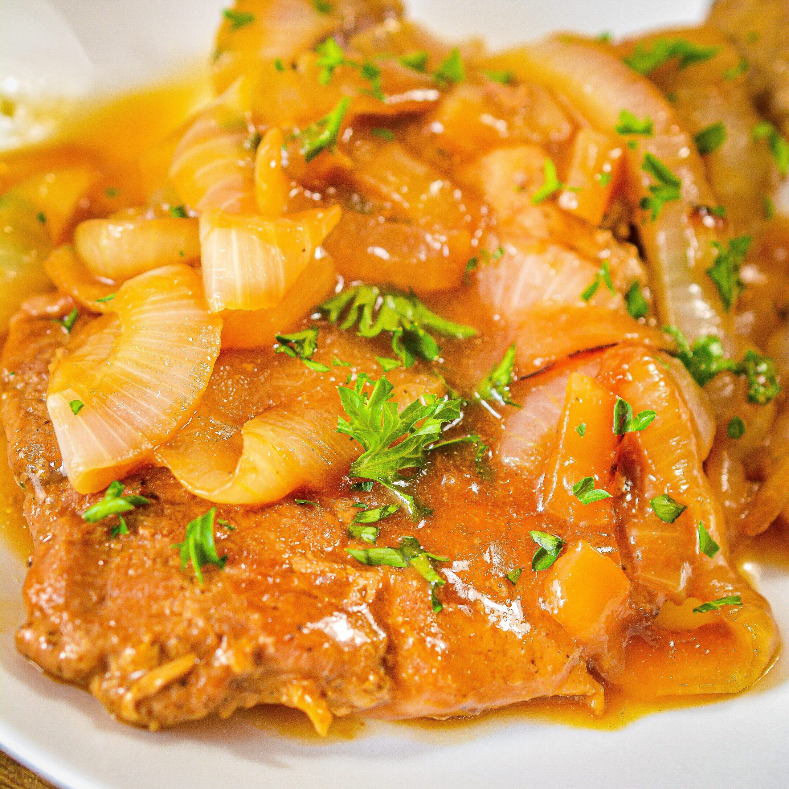 Smothered Pork Chops with Onions in Red Eye Gravy-image