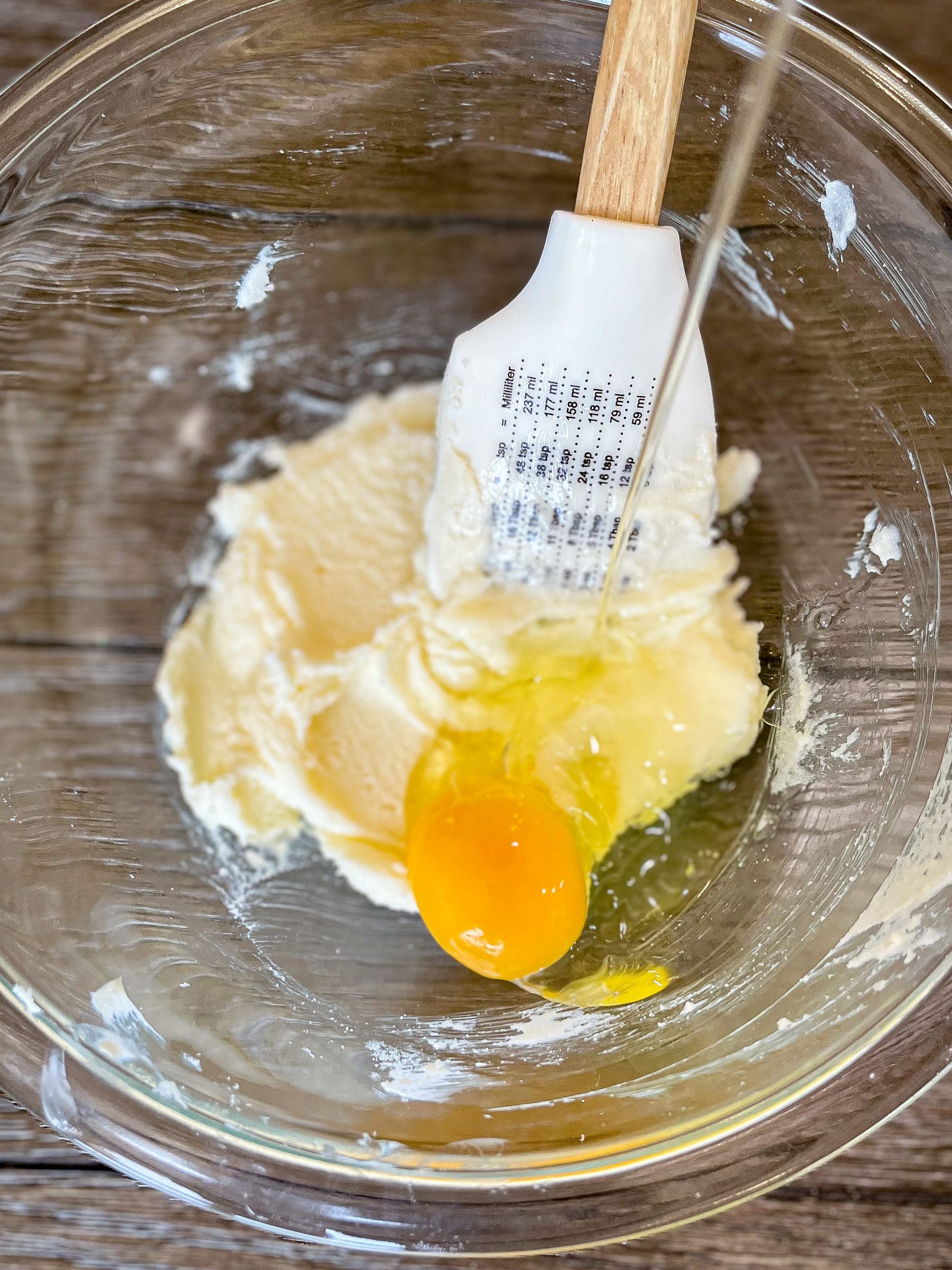 Add the eggs to the bowl with the butter.