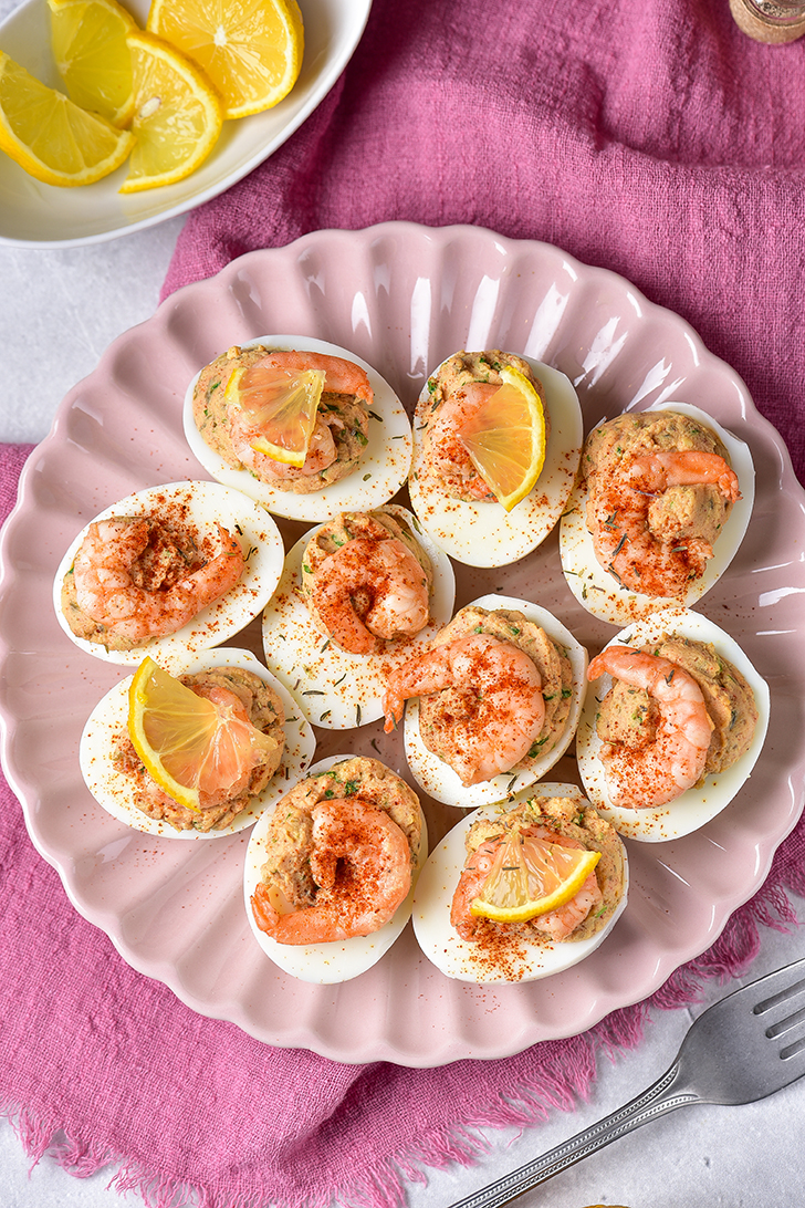 cajun shrimp deviled eggs, shrimp deviled eggs, deviled eggs with shrimp