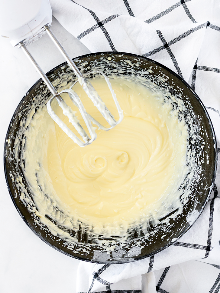 Blend together the frosting ingredients until smooth and creamy.