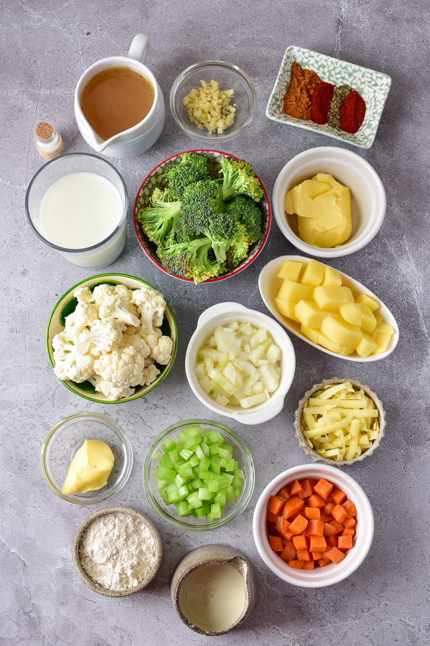 Easy Cheesy Vegetable Chowder ingredients