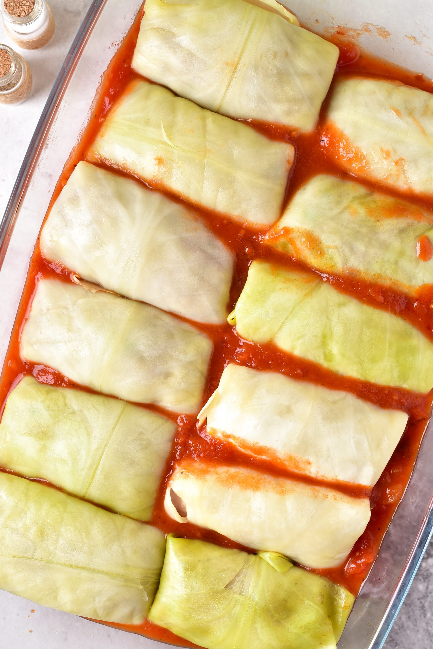 layer the cabbage rolls on top. 