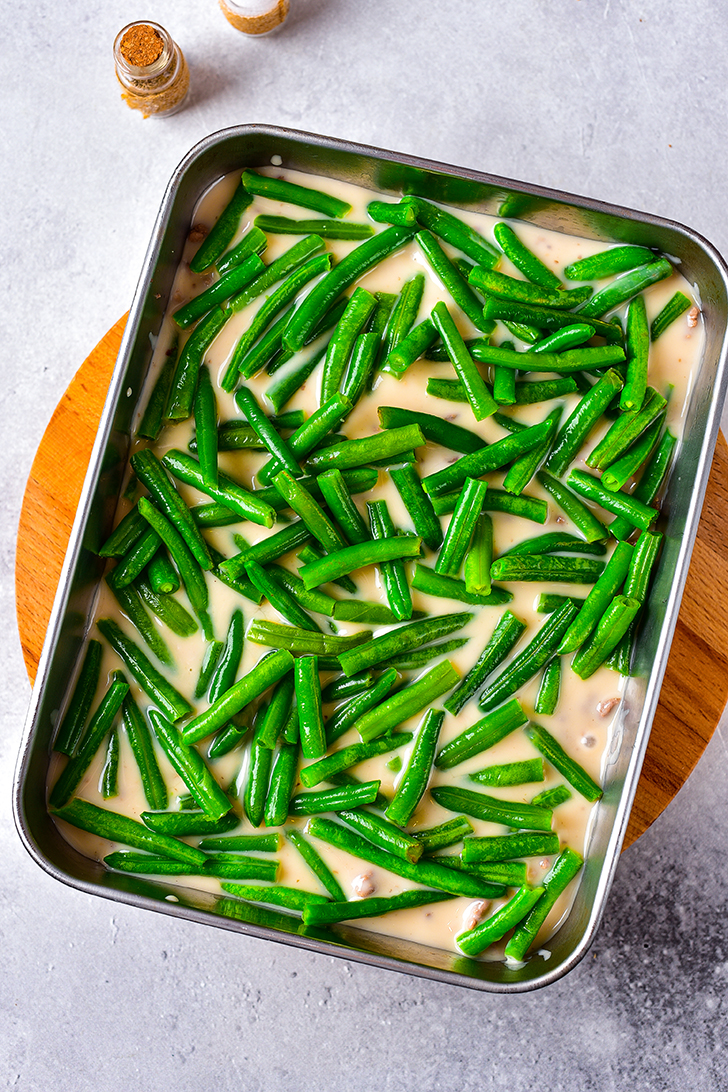 sprinkle with the green beans.