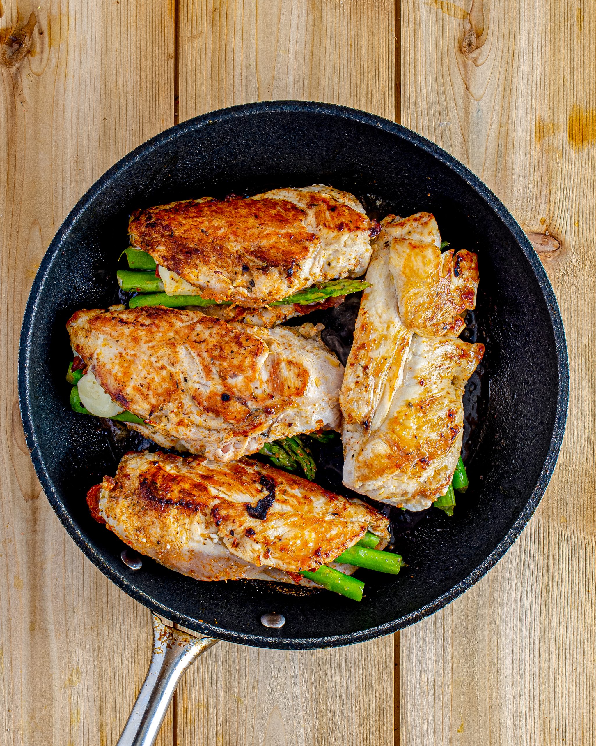 Sear the chicken for 5 minutes per side.