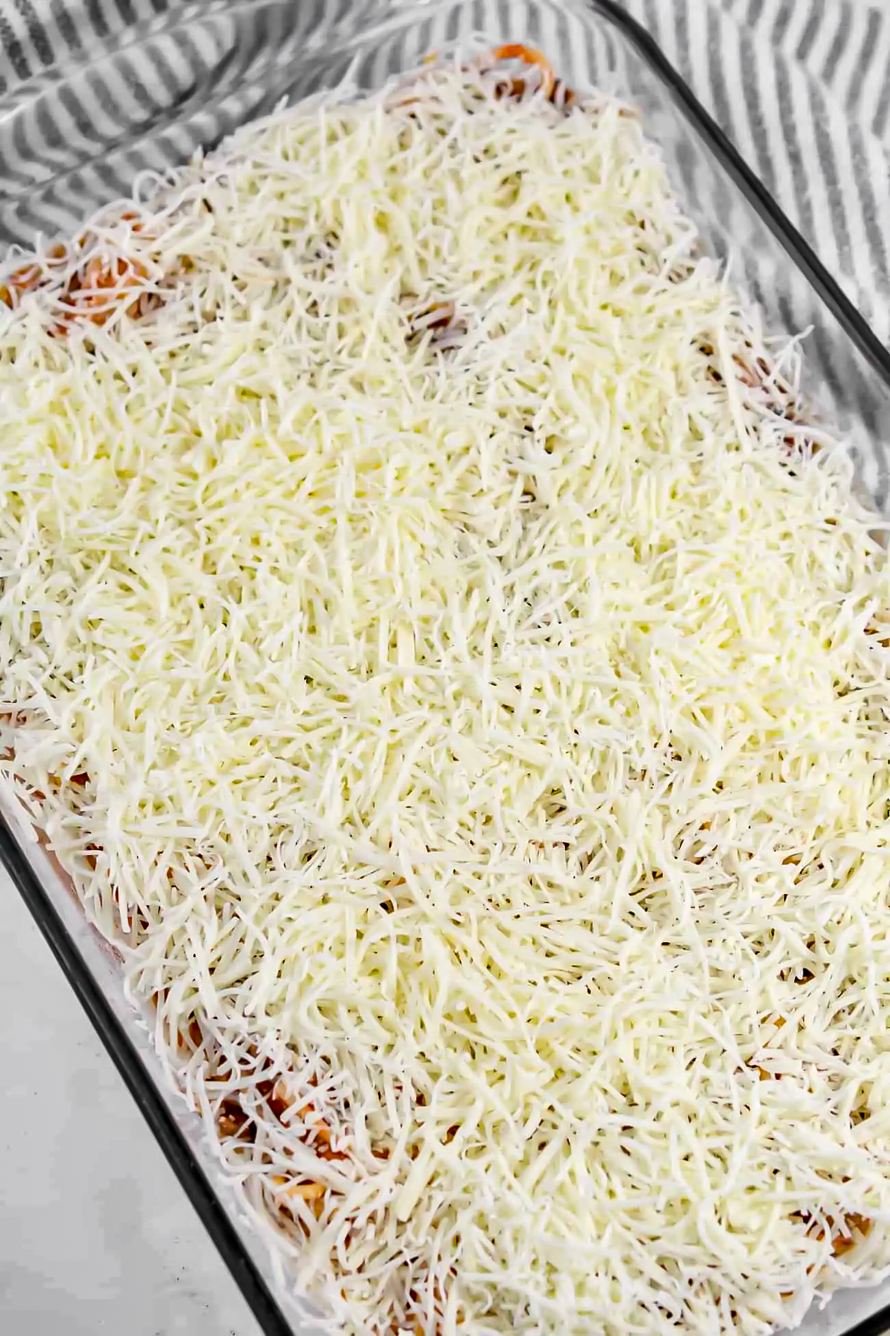 Sprinkle the mozzarella cheese on top.