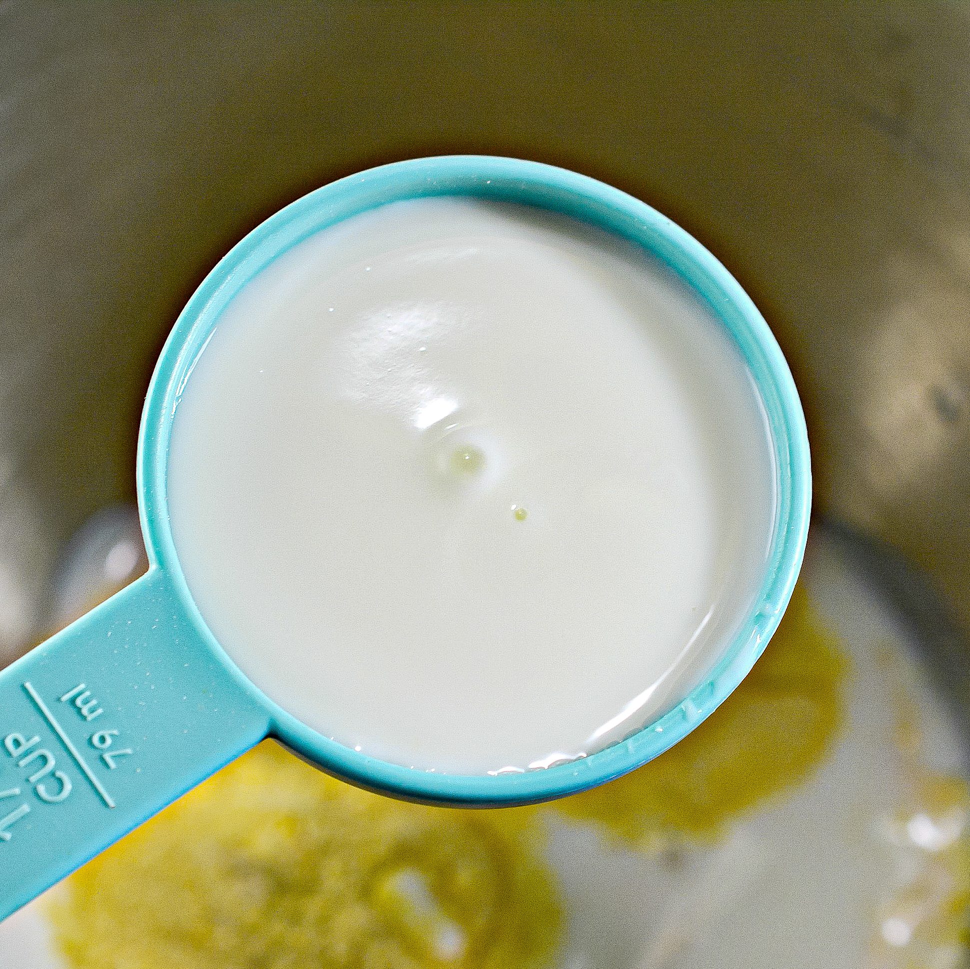 Adding buttermilk.