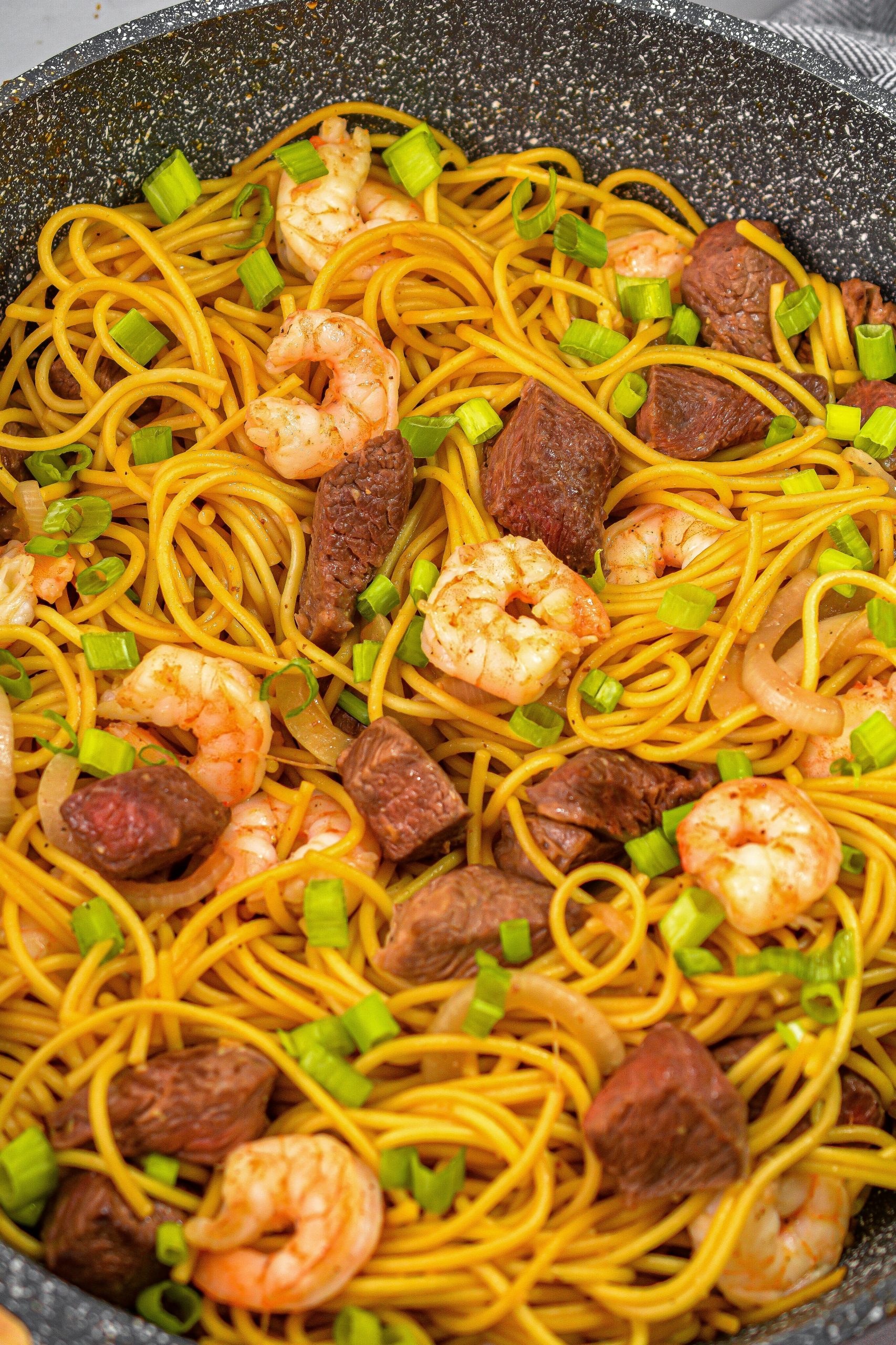 teriyaki noodles, teriyaki noodles recipe, shrimp and steak teriyaki noodles recipe