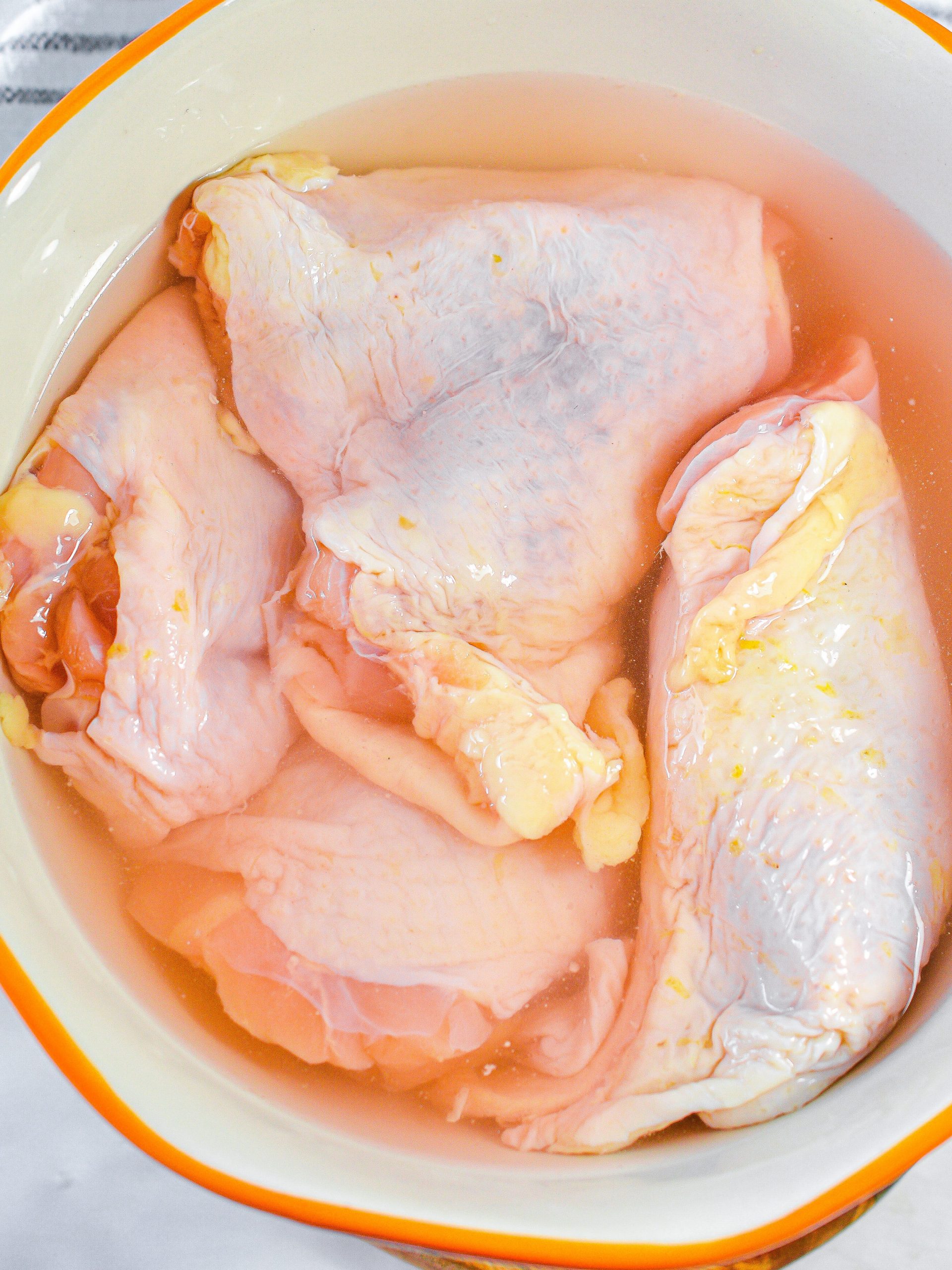 add the chicken. Brine the chicken for at least 1 hour.