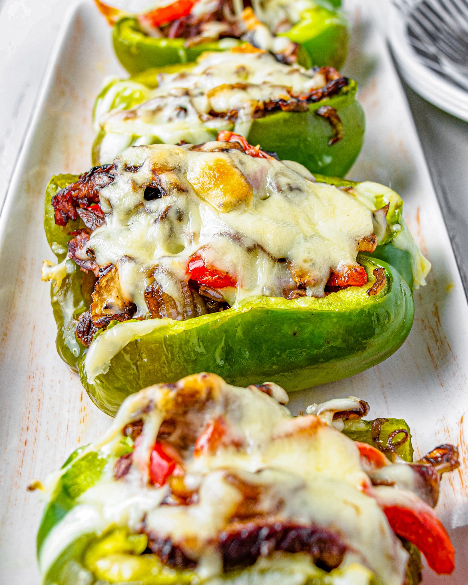 Philly Cheesesteak Stuffed Peppers - Sweet Pea's Kitchen