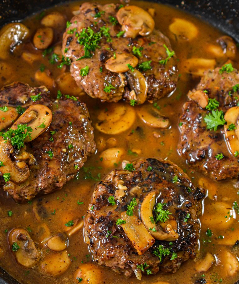 Salisbury Steak with Garlic Mashed Potatoes and Mushroom Gravy - Sweet ...