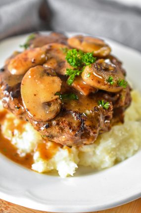Salisbury Steak with Garlic Mashed Potatoes and Mushroom Gravy - Sweet ...