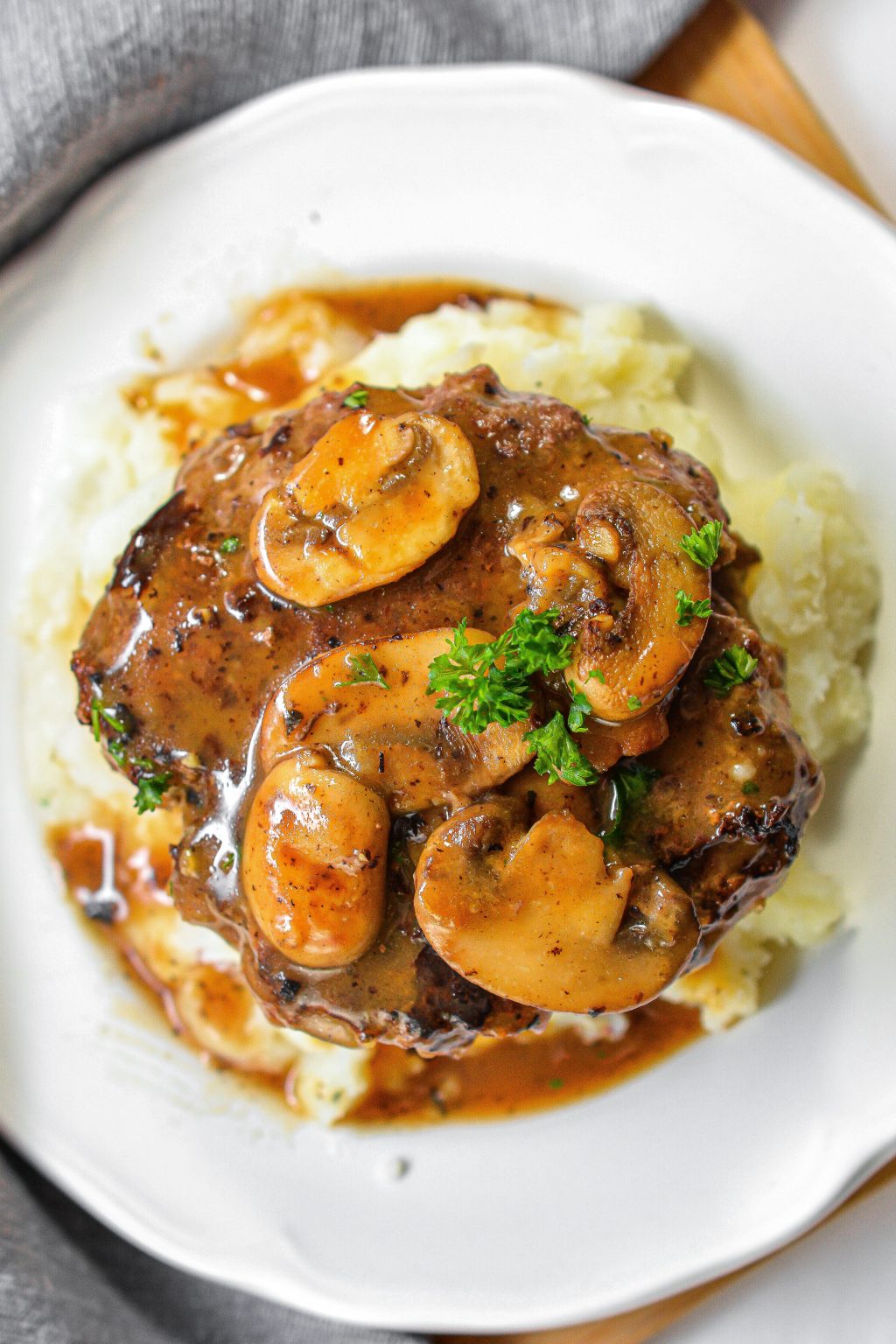 Salisbury Steak with Garlic Mashed Potatoes and Mushroom Gravy Sweet