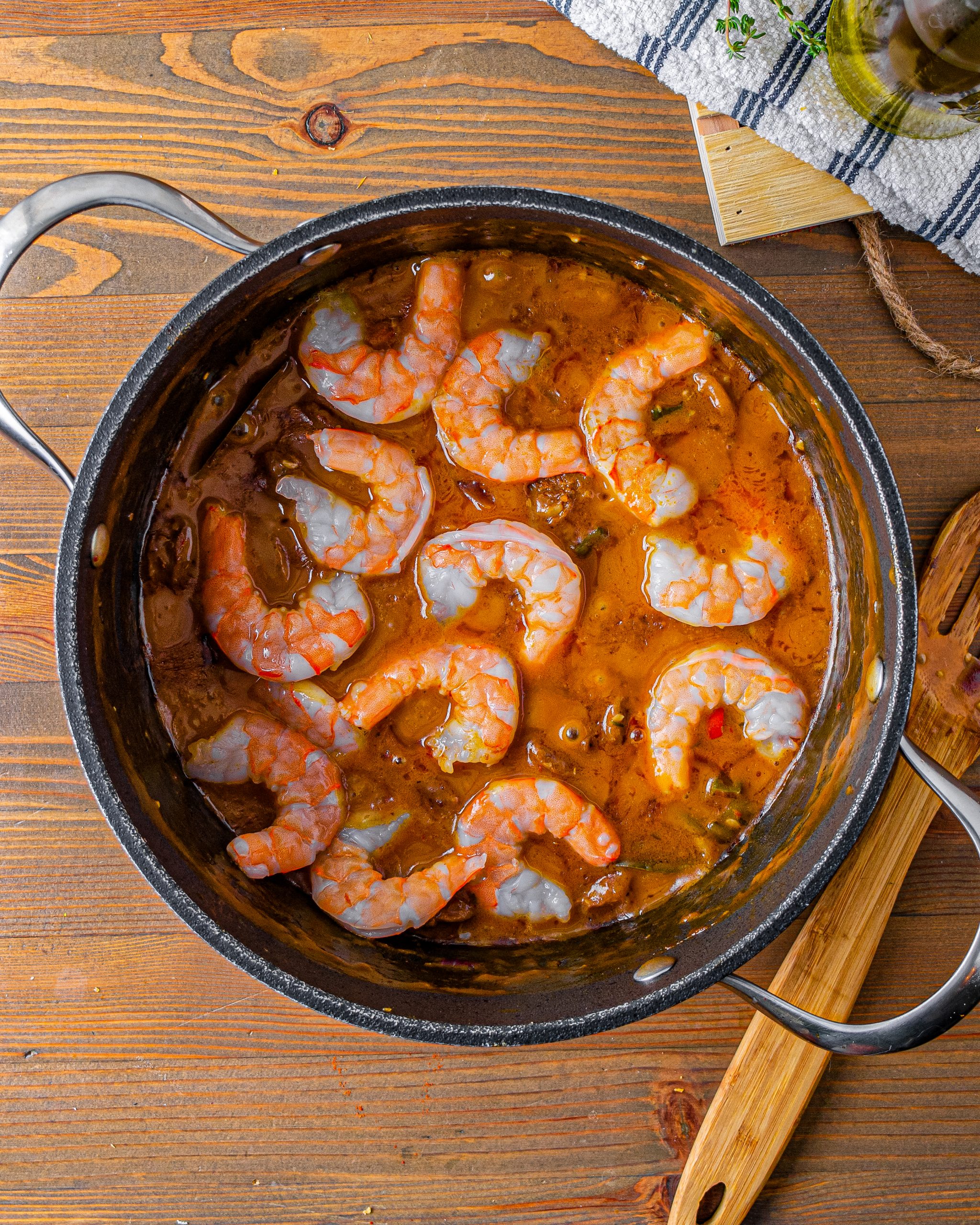 Stir the shrimp into the pot, and simmer for 5-10 minutes until they are cooked well. 