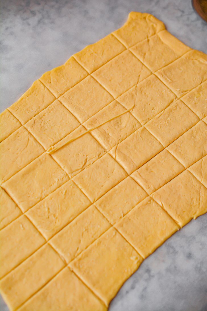 Cut the dough into 24 squares.