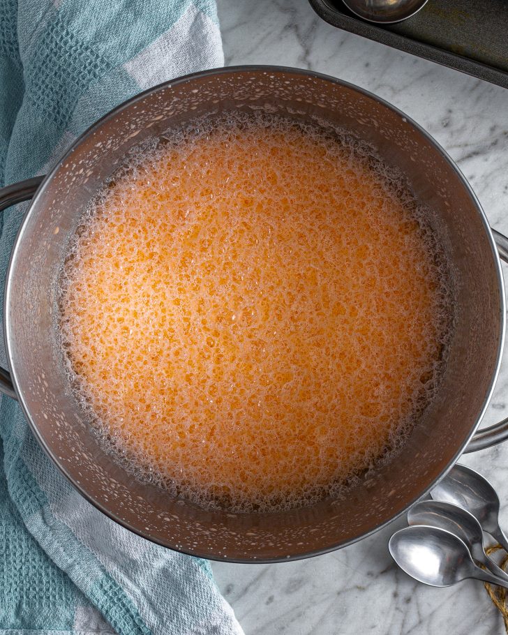 Mix together the orange soda and the sweetened condensed milk in a bowl. 