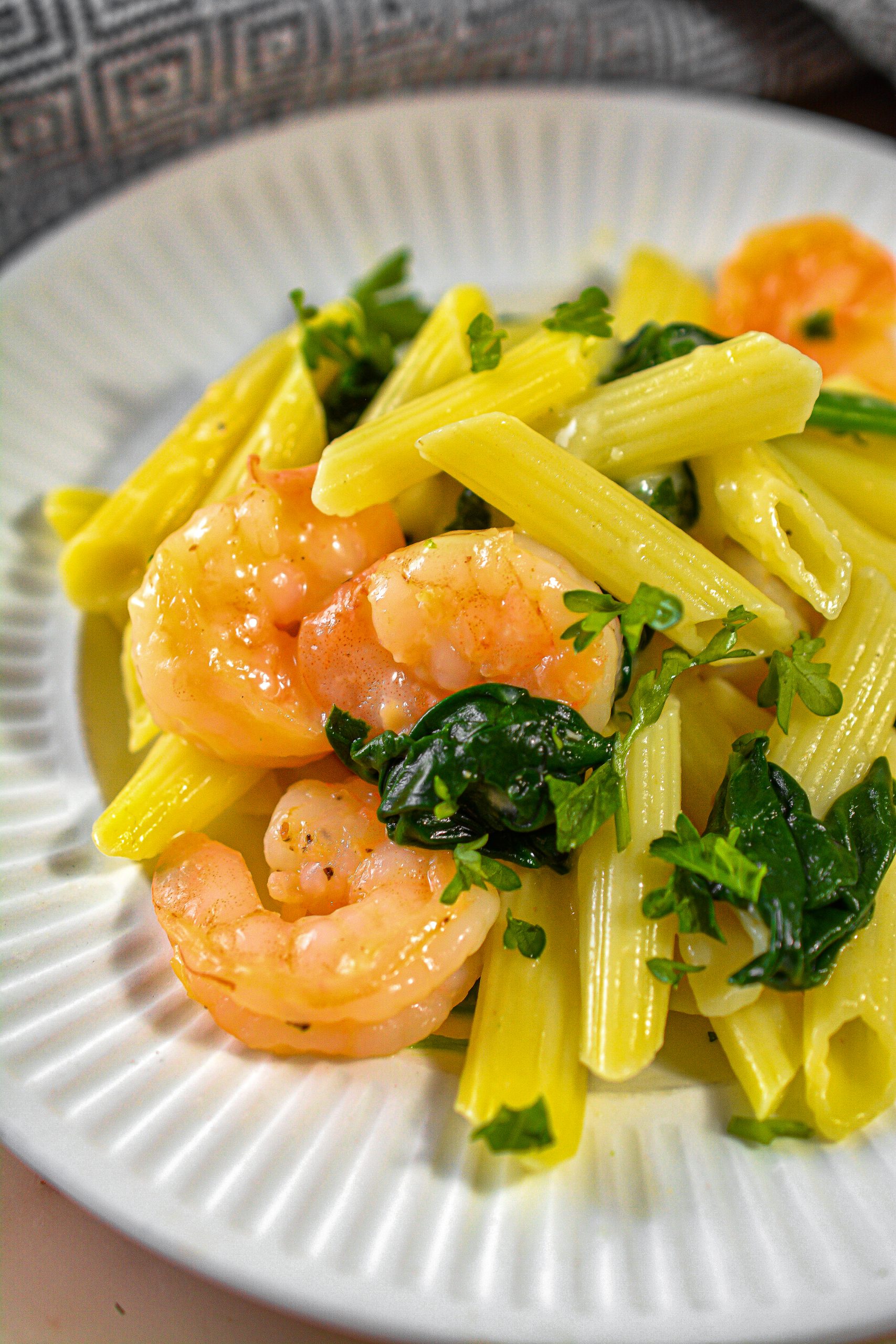 Cheese Shrimp Penne Pasta and Spinach - Sweet Pea's Kitchen