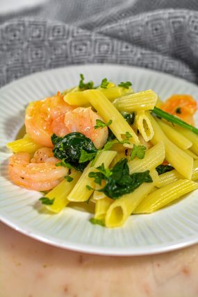 Cheese Shrimp Penne Pasta and Spinach - Sweet Pea's Kitchen