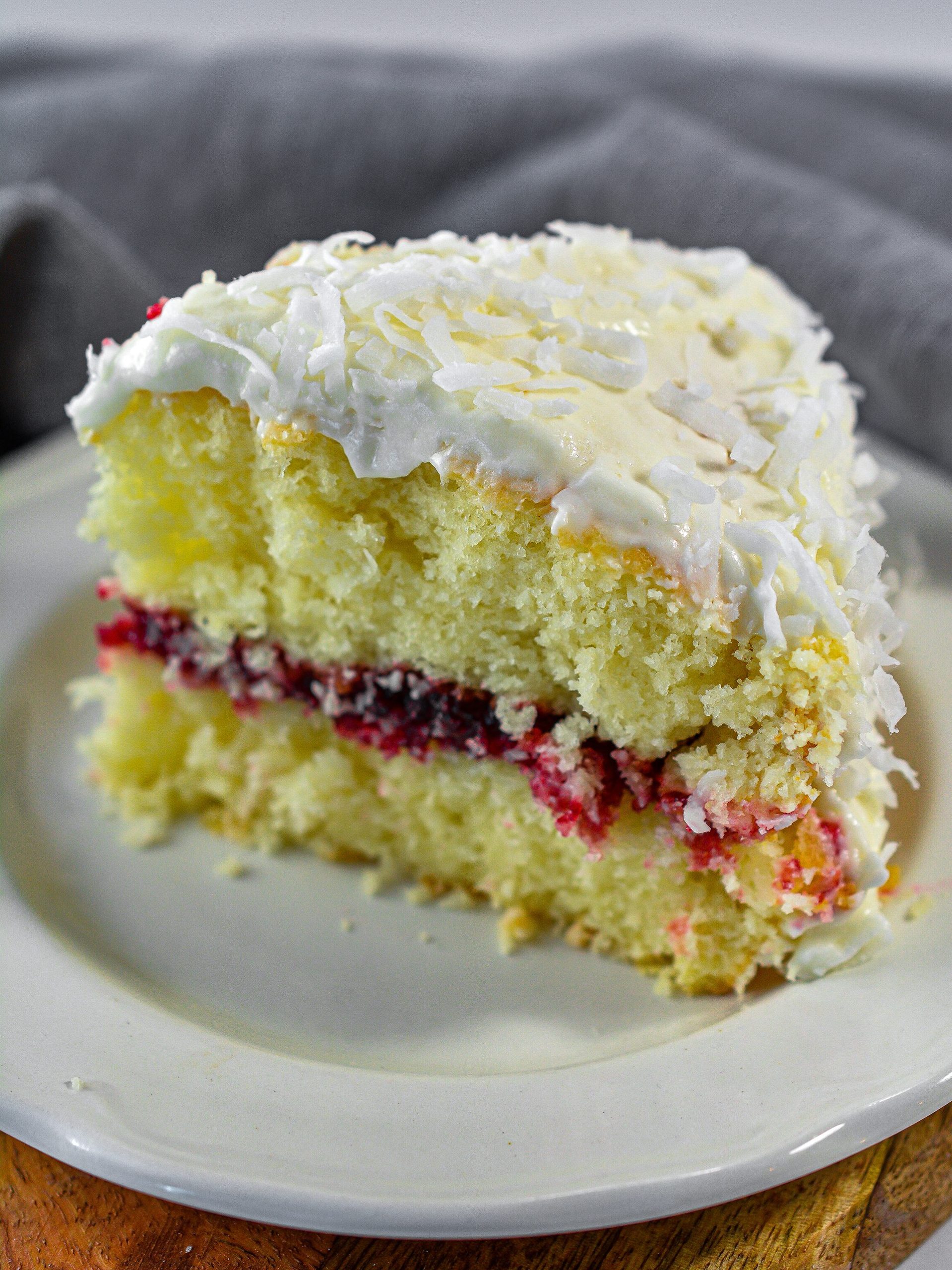Coconut Cake with Raspberry Filling
