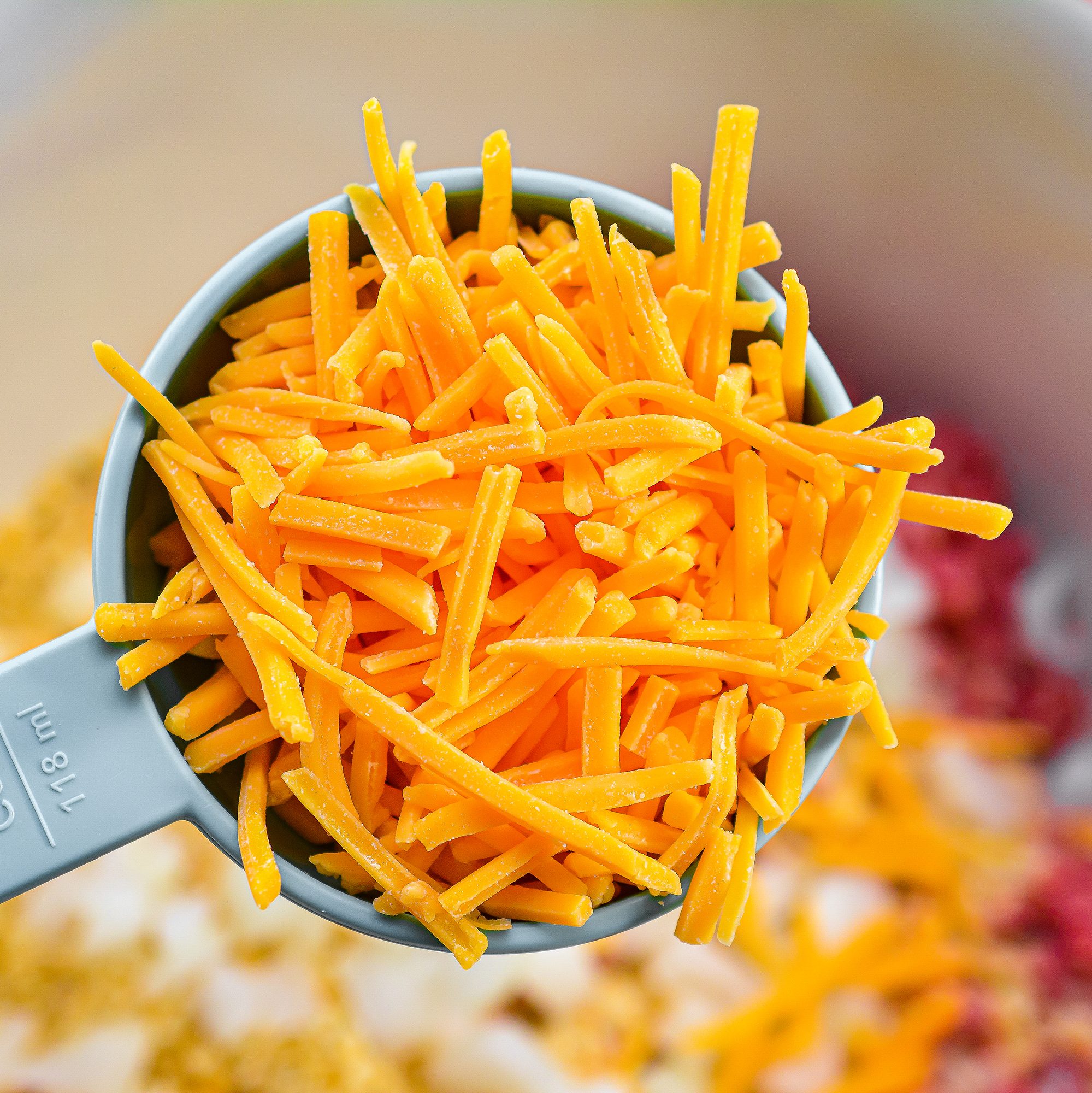 add ½ cup of shredded cheddar cheese.