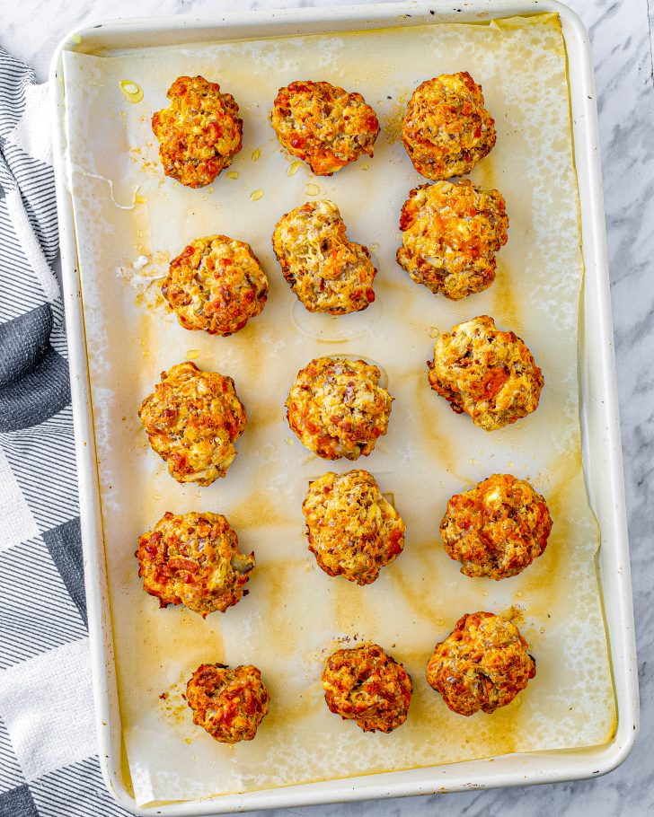 Bake the sausage balls for 20-25 minutes.