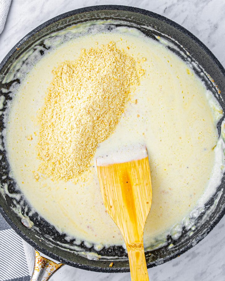 Stir the parmesan cheese into the sauce
