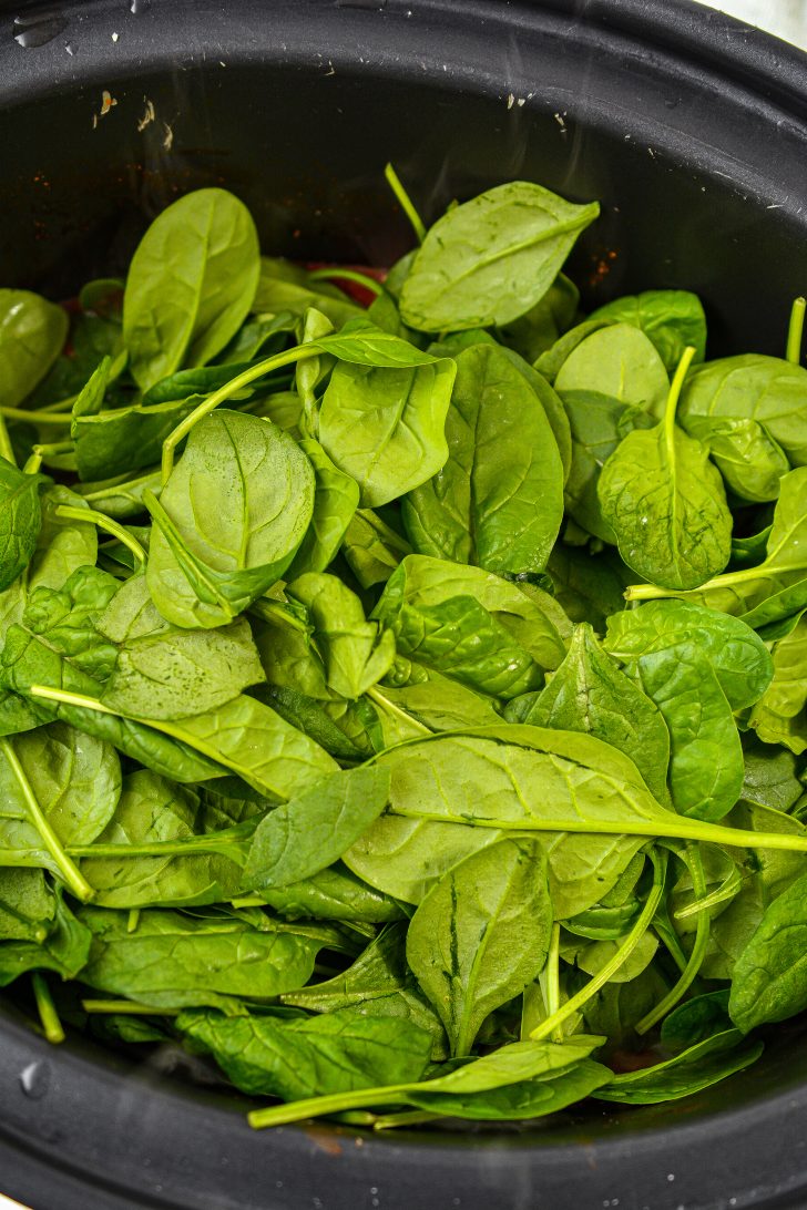 add 10 oz of fresh or frozen spinach.